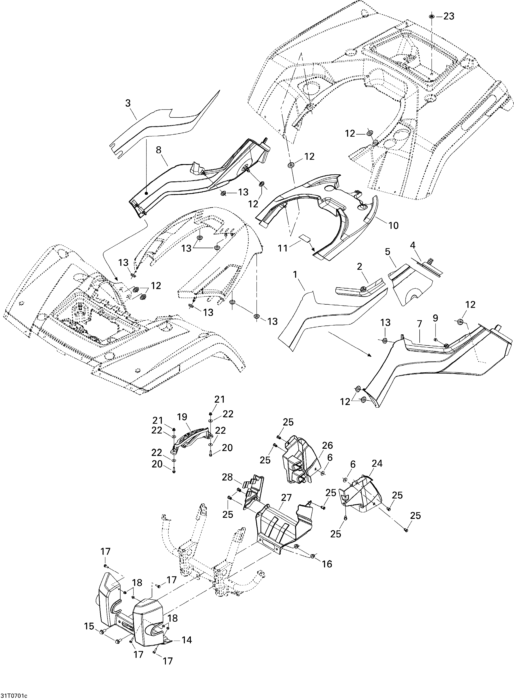 09  CARROSSERIE ET ACCESSOIRES 3 POUR OUTLANDER MAX 650 JAUNE 2007