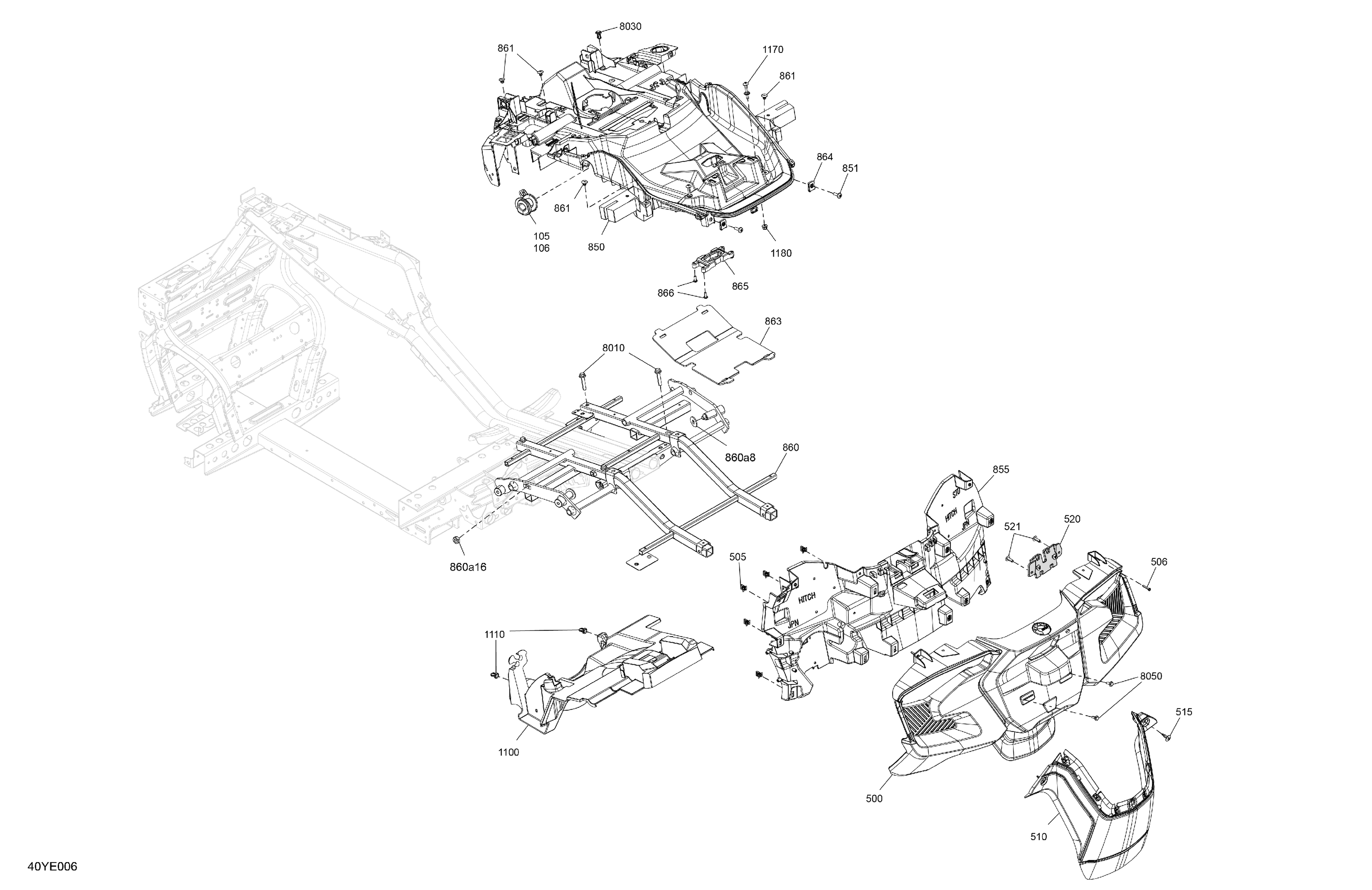 07  CARROSSERIE STRUCTURE DE CHARGEMENT ET AILES ARRIERE POUR SPYDER RT SPECIAL EDITION SEA TO SKY SE6 DUSK 2025