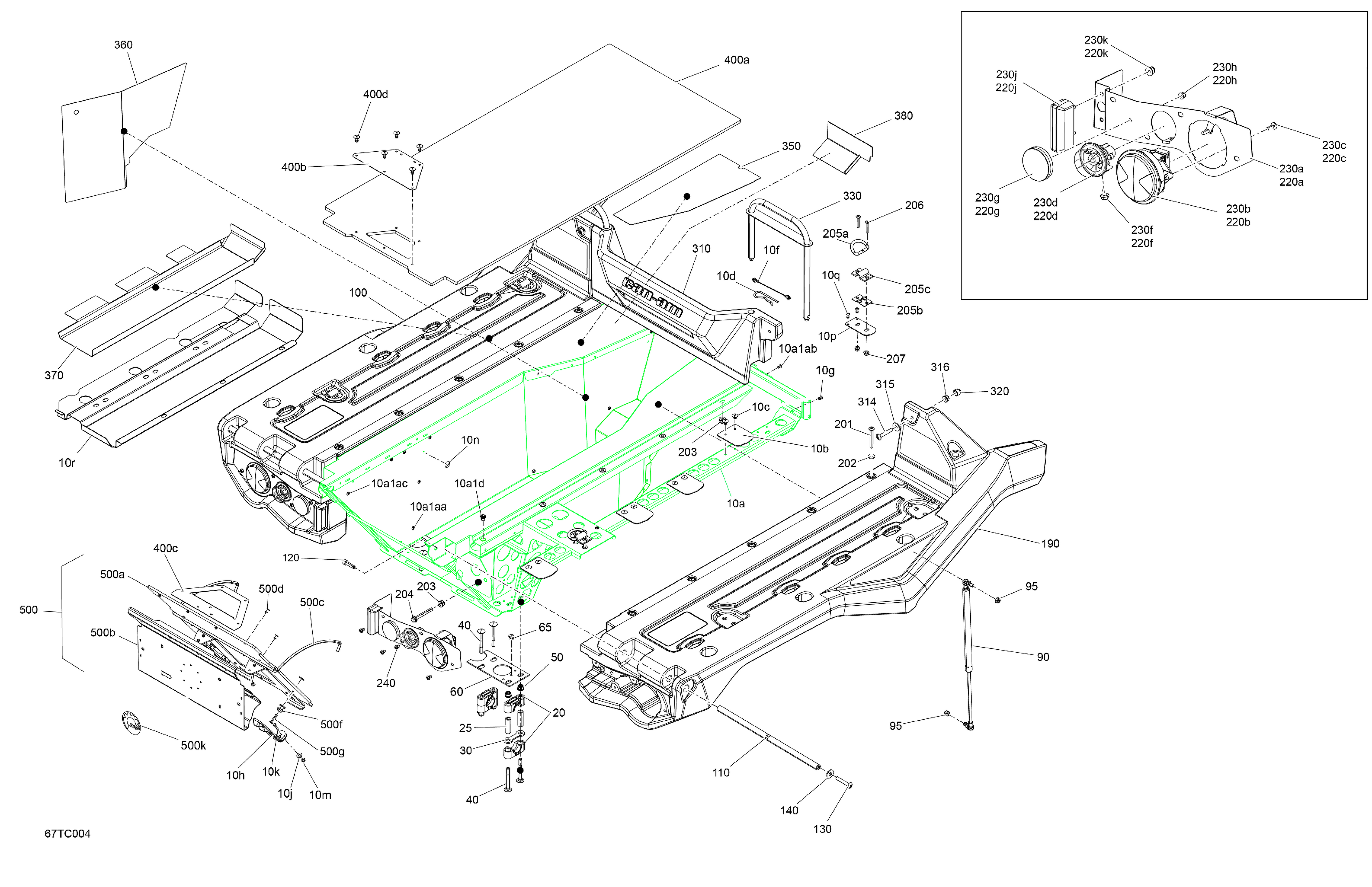 07  CARROSSERIE PLATEFORME DE CHARGEMENT POUR OUTLANDER MAX XU 1000 VERT BOREAL 6X6 2023