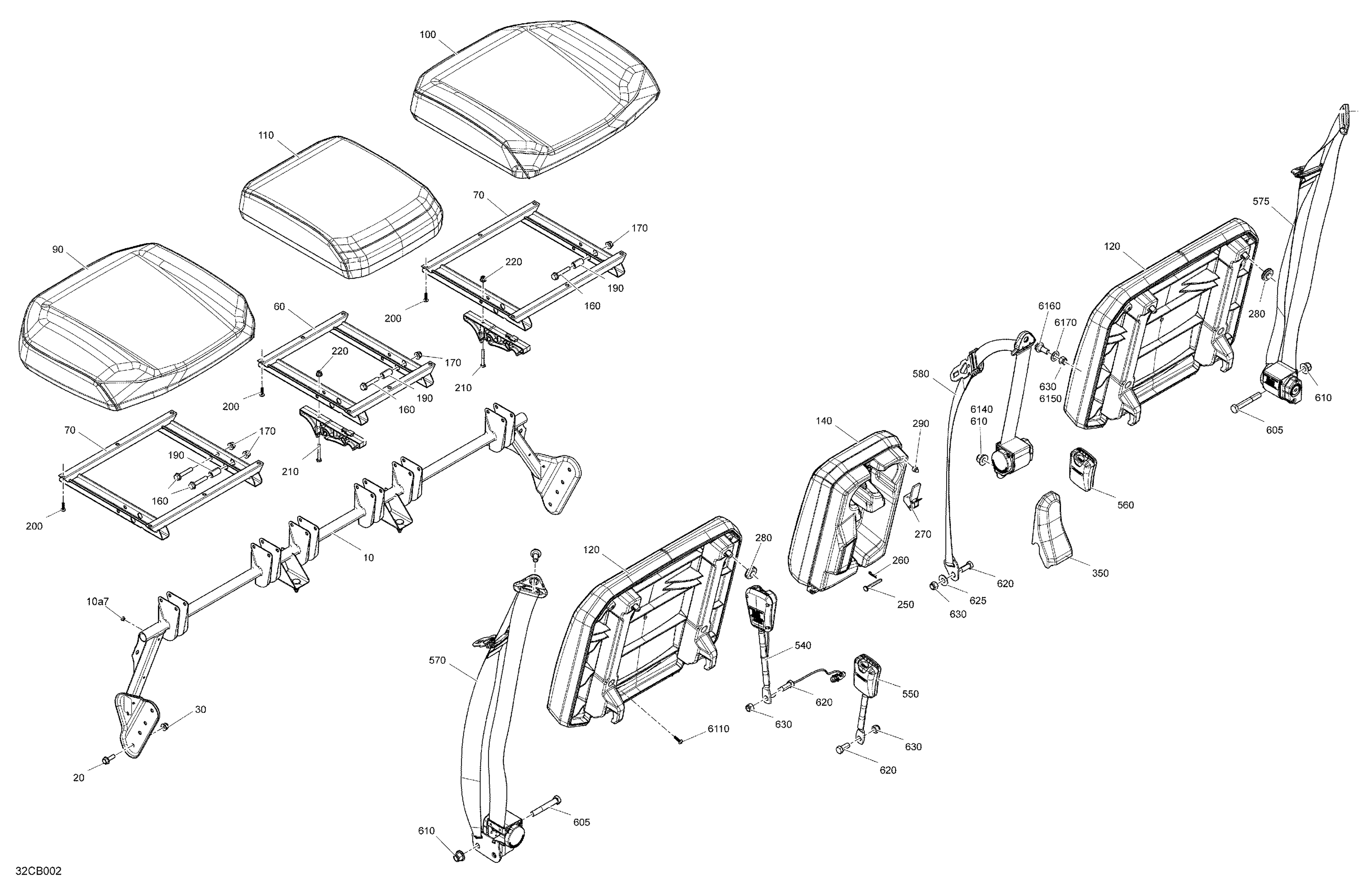 07  CARROSSERIE SIEGES SECTION AVANT POUR TRAXTER MAX HD9 DPS VERT TUNDRA 2022