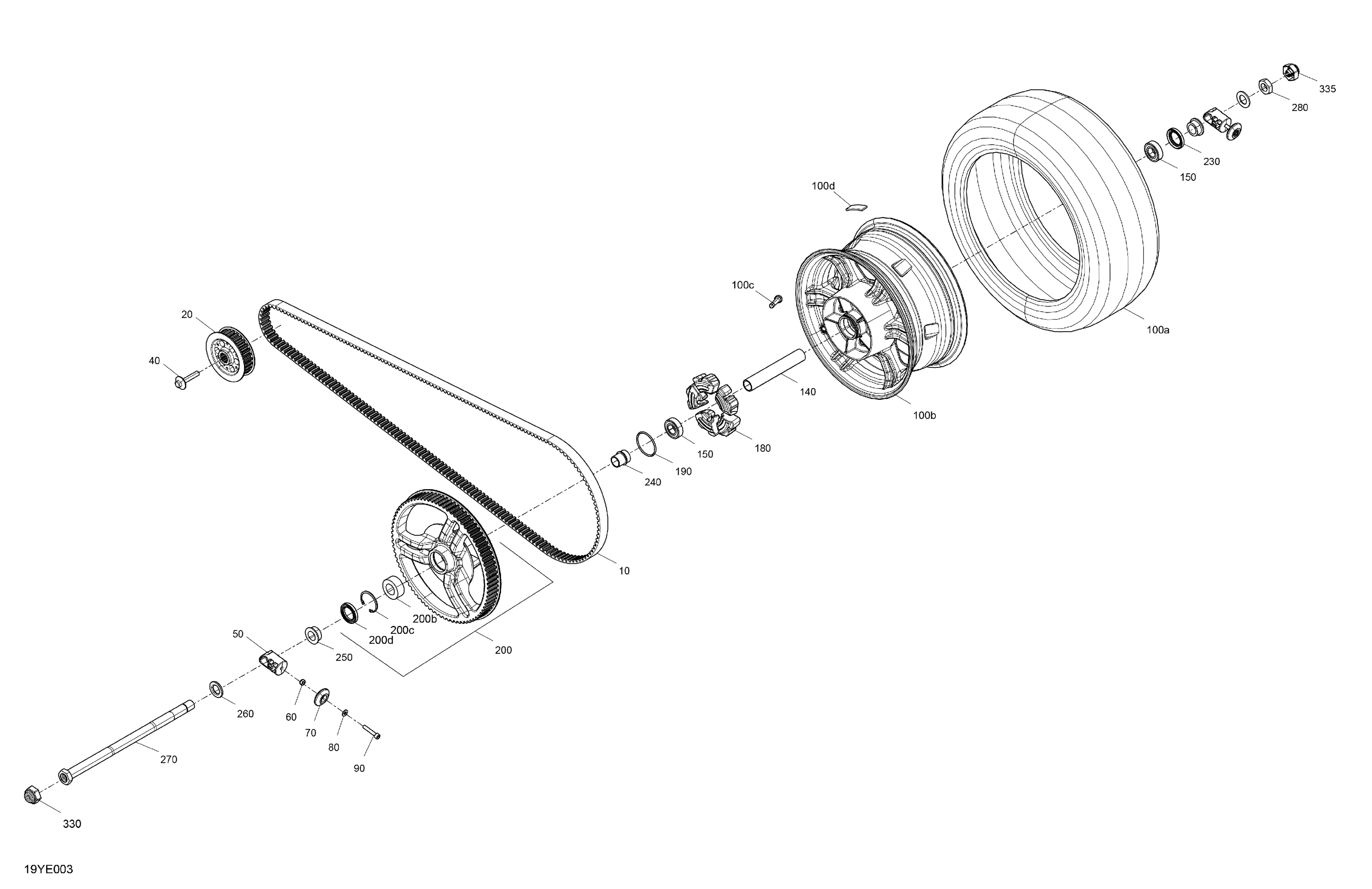 04  ENTRAINEMENT ARRIERE PIECES COMMUNES POUR SPYDER F3 SPORT SE6 MONOLITH BLACK 2025