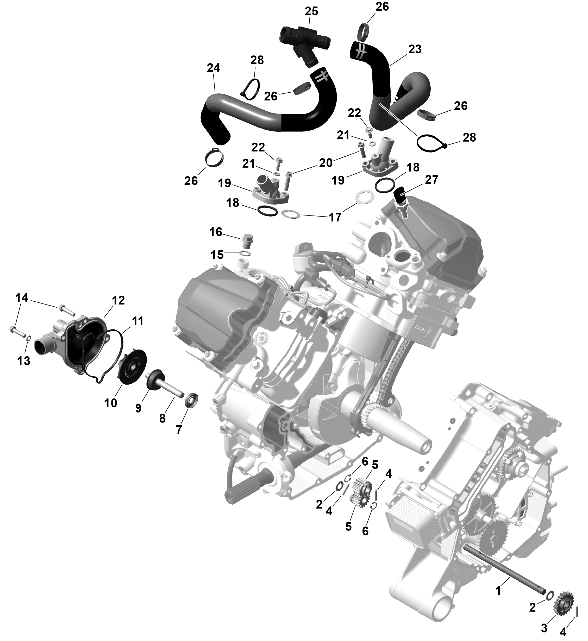 01  ROTAX REFROIDISSEMENT MOTEUR POUR MAVERICK MAX SPORT 1000R DPS ROUGE INTENSE 2024