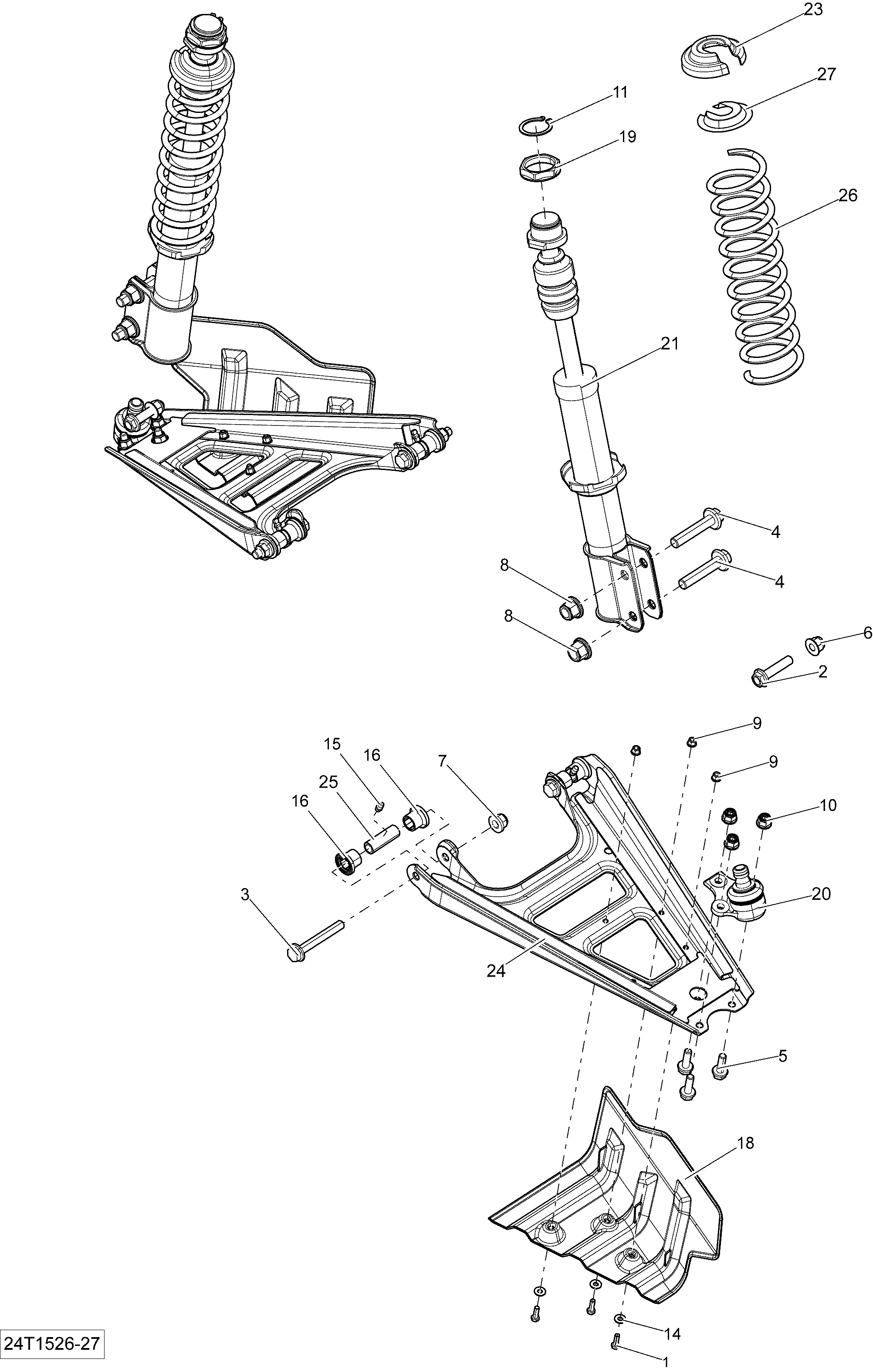 07  SUSPENSION AVANT 24T1526 POUR OUTLANDER MAX STD ROUGE 2014