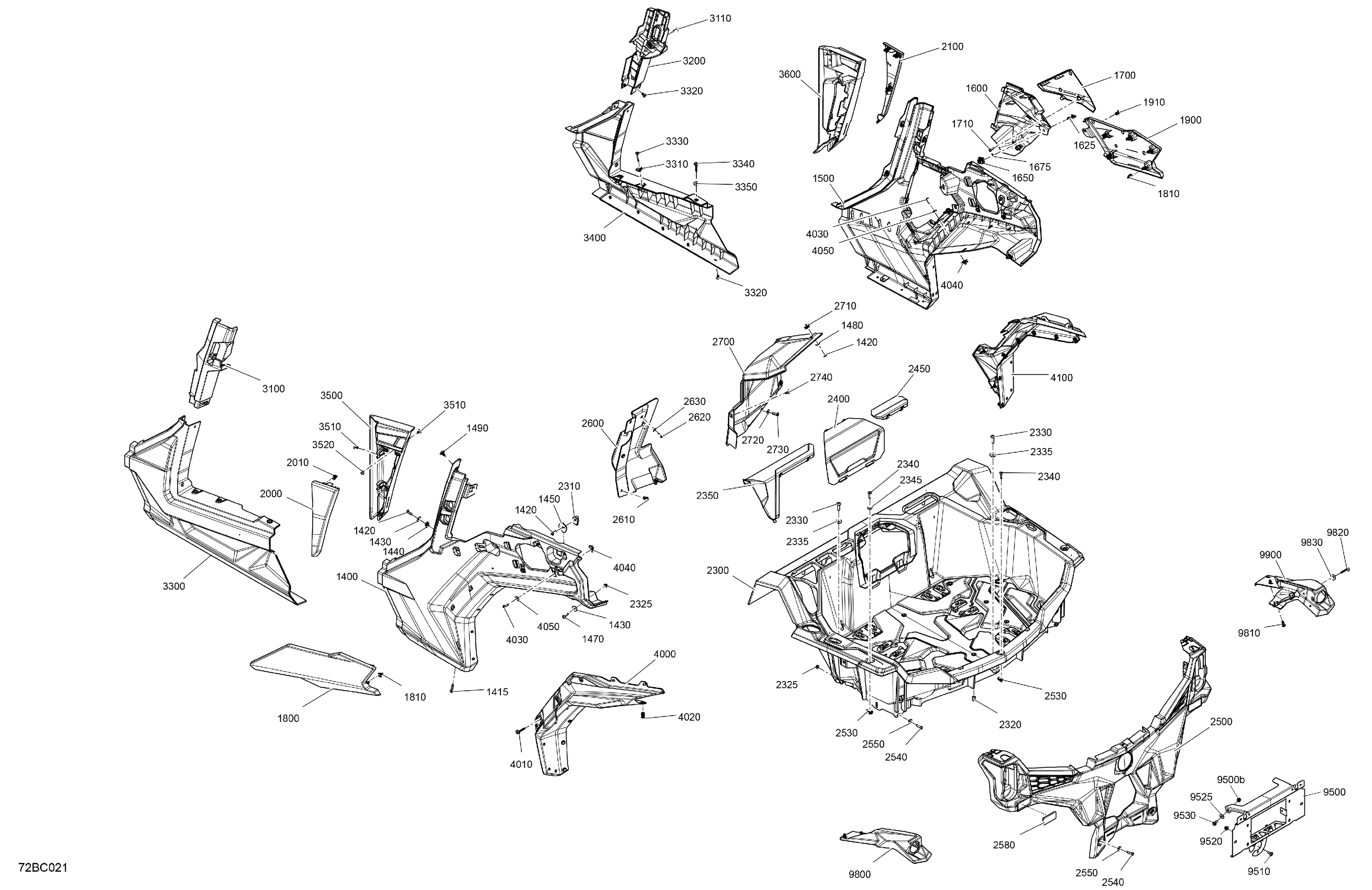 07  CARROSSERIE PARTIE ARRIERE POUR MAVERICK SPORT MAX 1000R DPS NOIR ETERNEL EPANO 2023