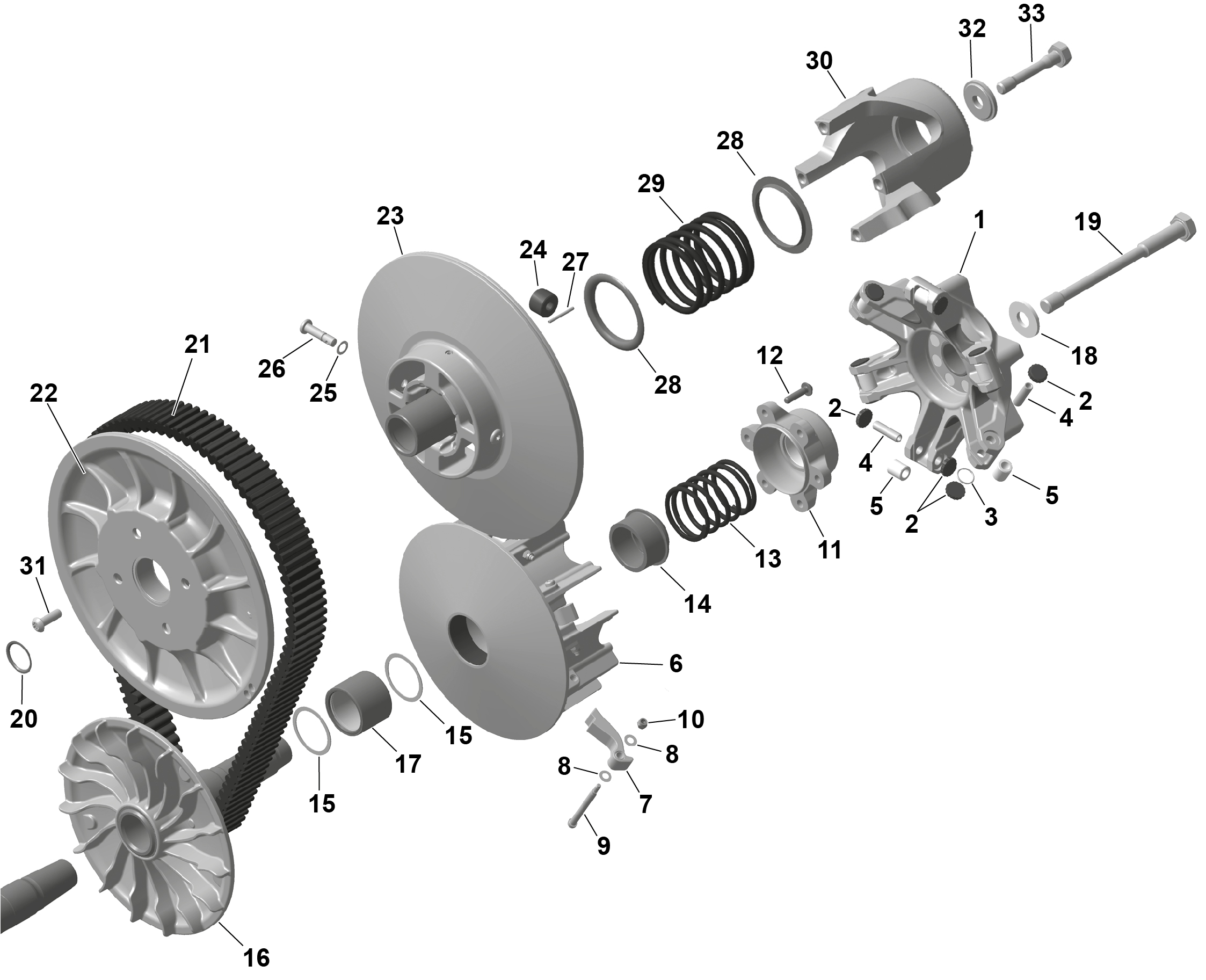 01  ROTAX CVT POUR RYKER 900 ACE CVT DEEP BLACK 2025