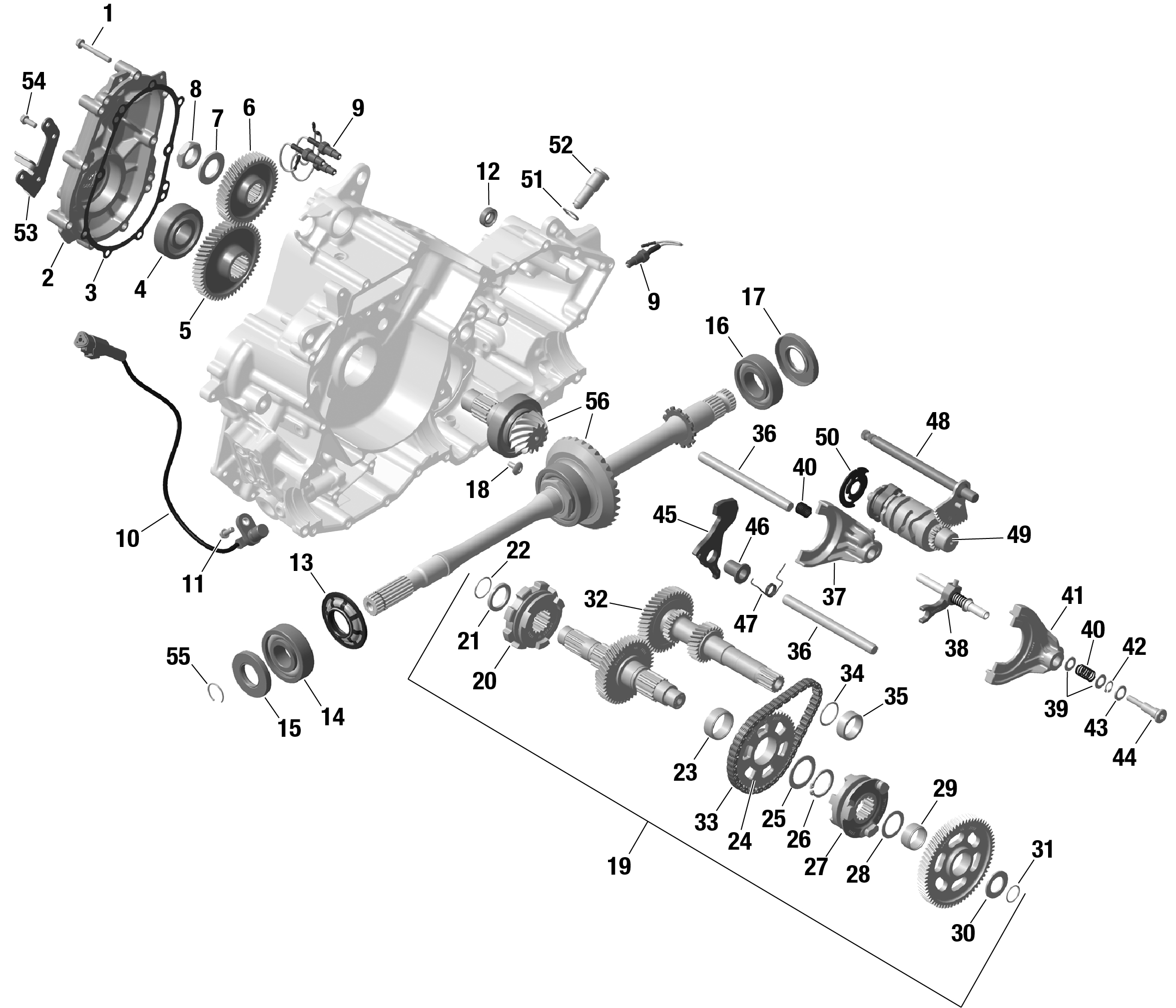 01  ROTAX BOITE DE VITESSES POUR MAVERICK TRAIL HD7 BASE CATALYST GRAY EPANO 2023