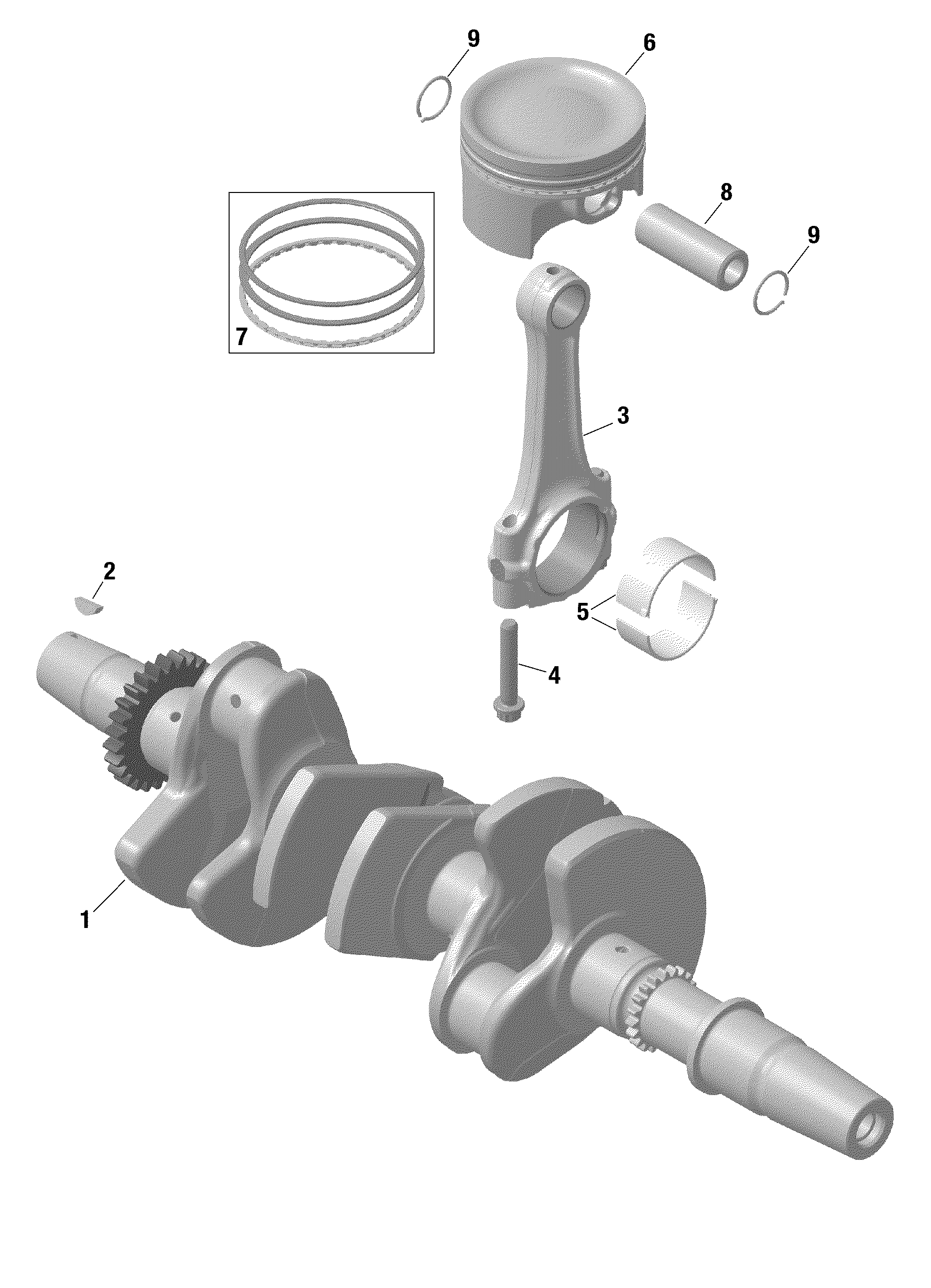 01  ROTAX VILEBREQUIN ET PISTONS TURBO RR POUR MAVERICK X3 MAX TURBO RR XRS BLEU EBLOUISSANT EPANO 2022