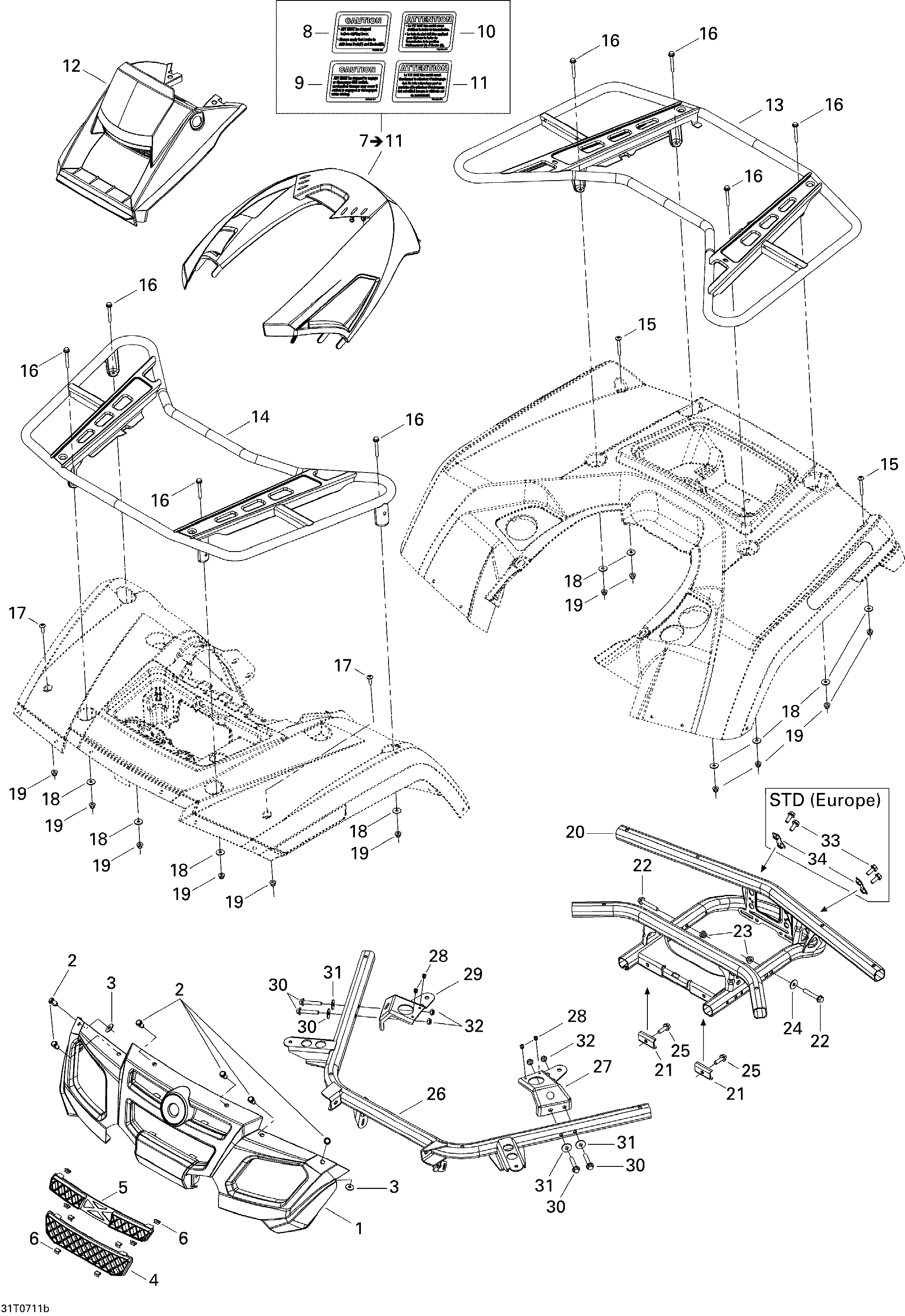 09  CARROSSERIE ET ACCESSOIRES 2 STD POUR OUTLANDER 650 ROUGE VIPERE 2007