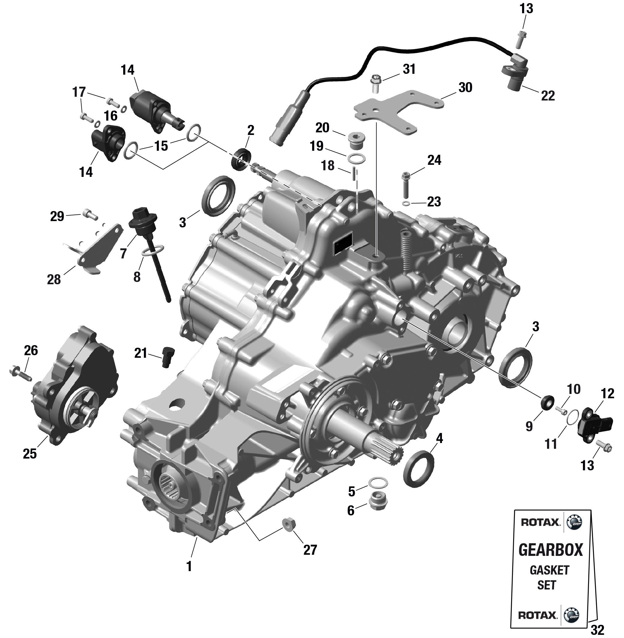 01  ROTAX ENSEMBLE DE BOITE DE VITESSES ET ARBRE DENTRAINEMENT POUR MAVERICK SPORT 1000R DPS NOIR ETERNEL EPANO 2023