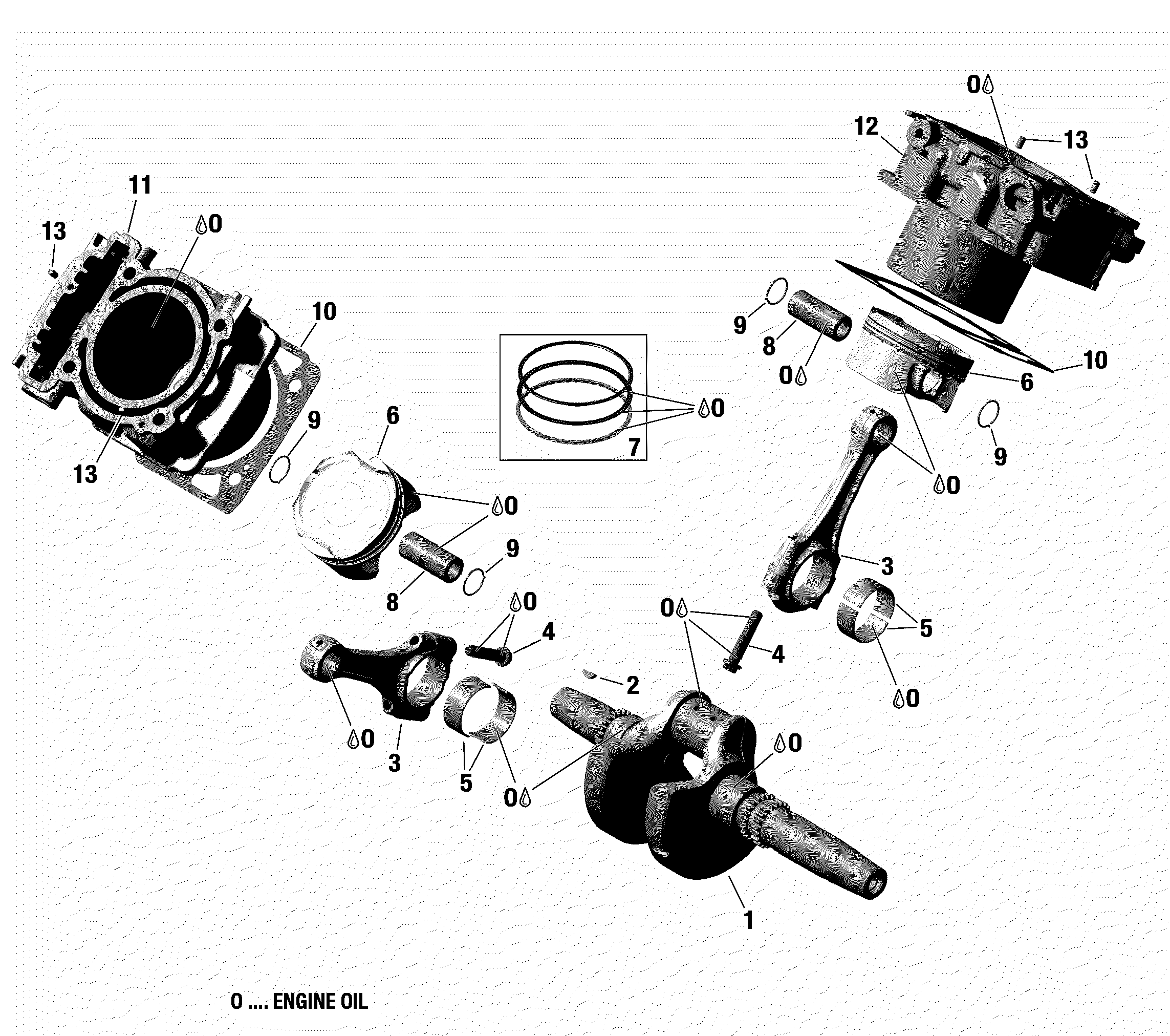 01  ROTAX VILEBREQUIN PISTON ET CYLINDRE POUR MAVERICK SPORT 1000 BASE BLANC 2019