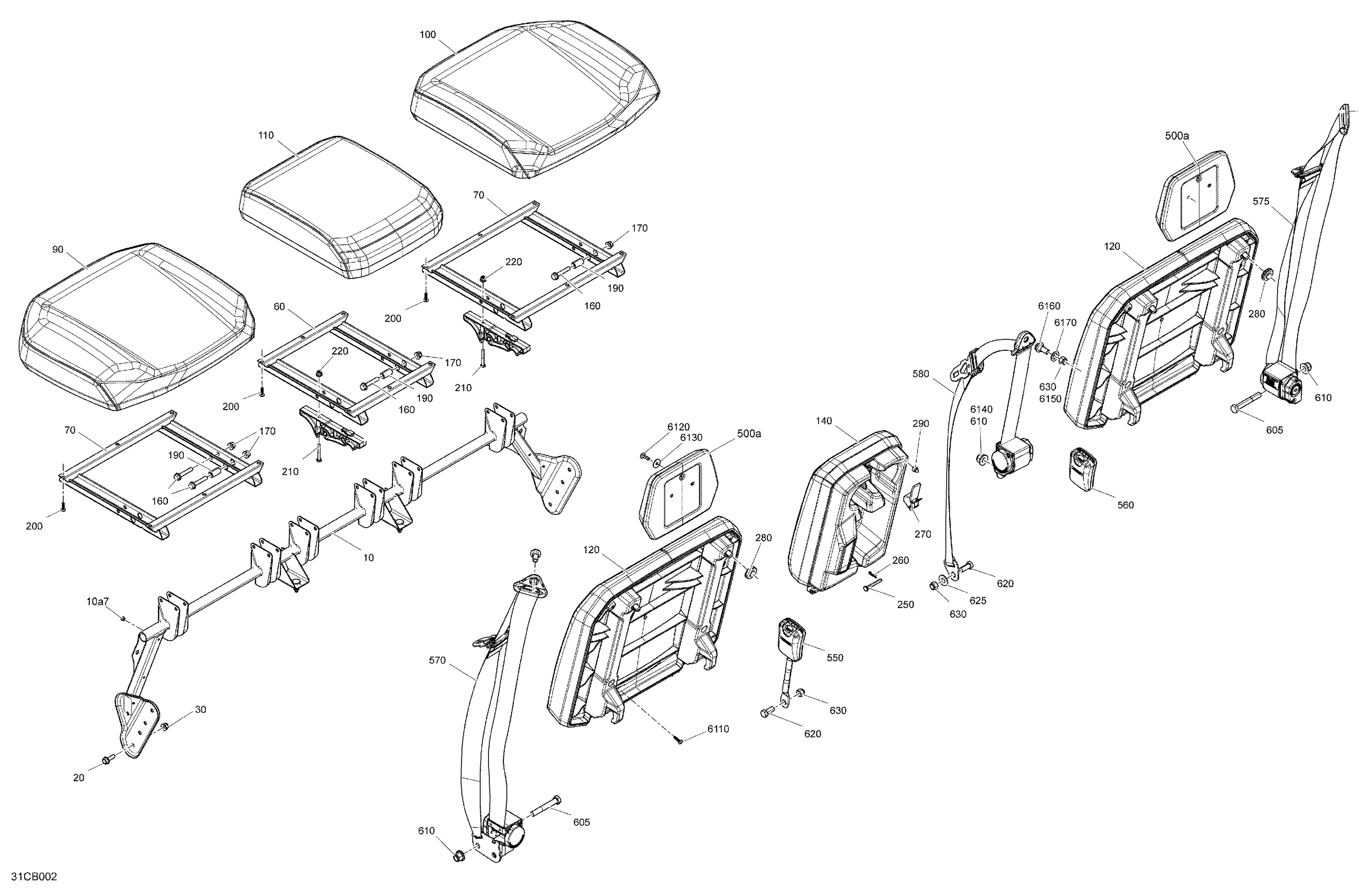 07  CARROSSERIE SIEGES SECTION ARRIERE POUR TRAXTER MAX HD9 DPS VERT TUNDRA 2022