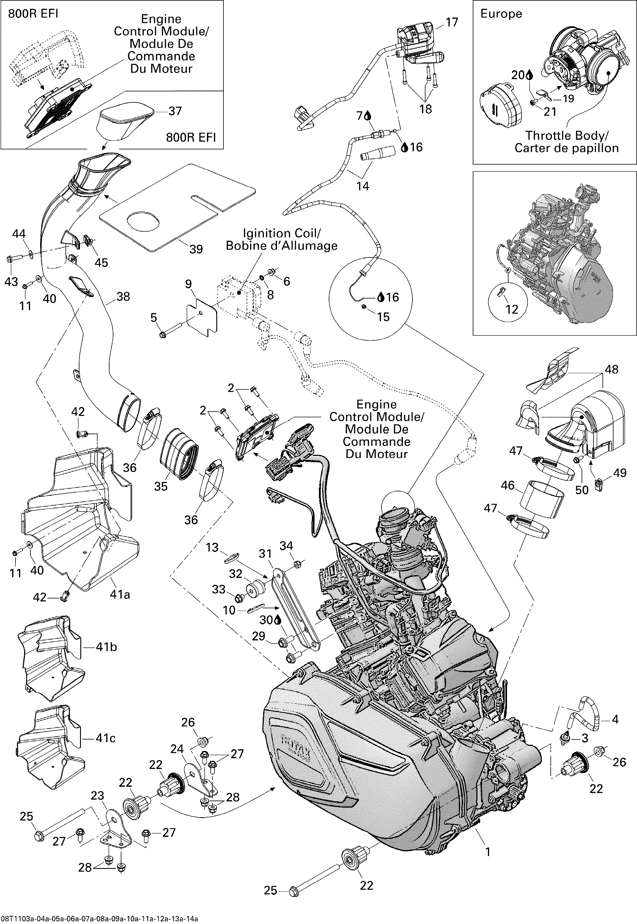 01  MOTEUR 1 POUR OUTLANDER MAX LTD BLEU 2011