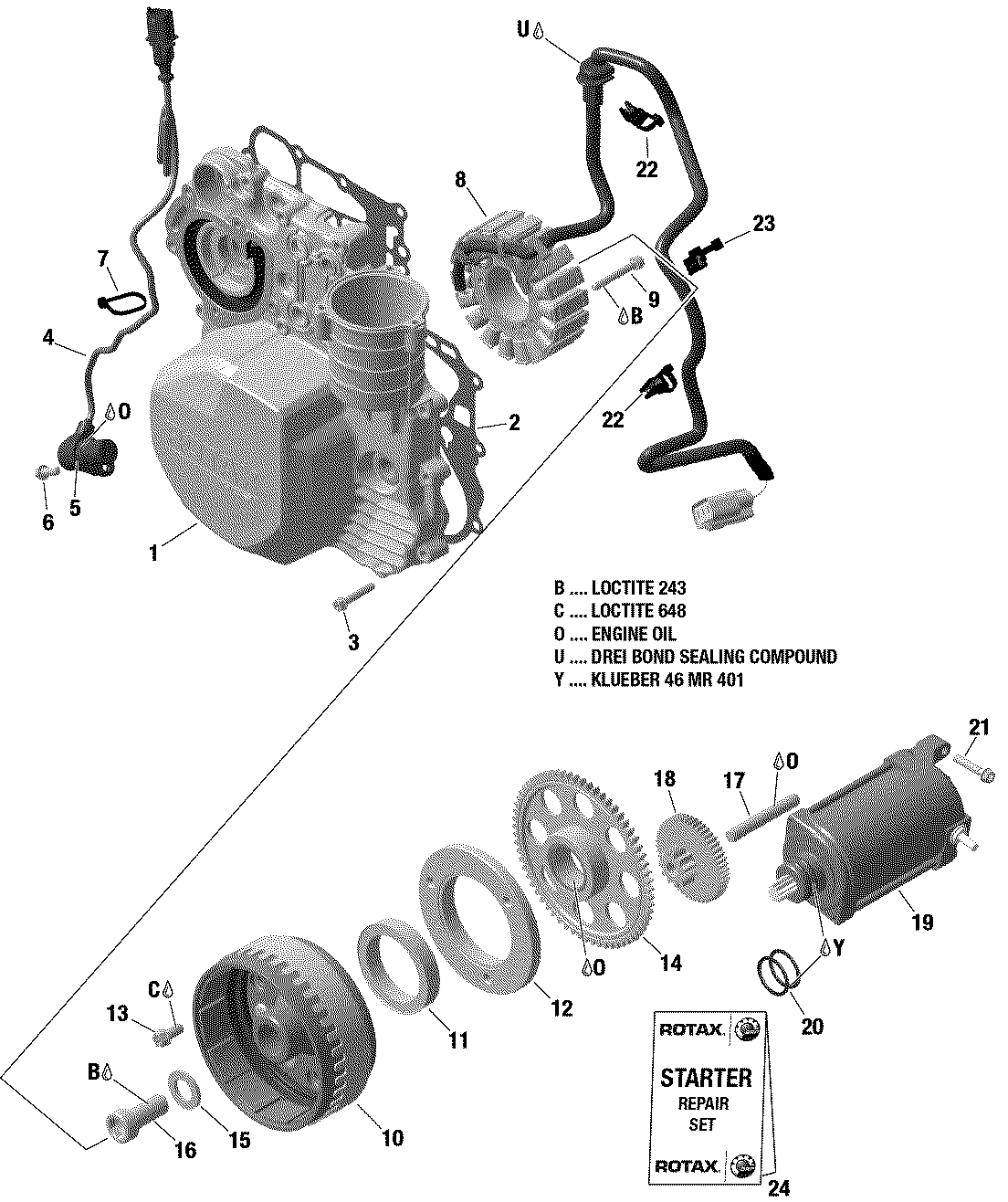 01 ROTAX MOTEUR MAGNETO  DEMARREUR 600 ACE POUR RYKER 600 ACE CVT 2019