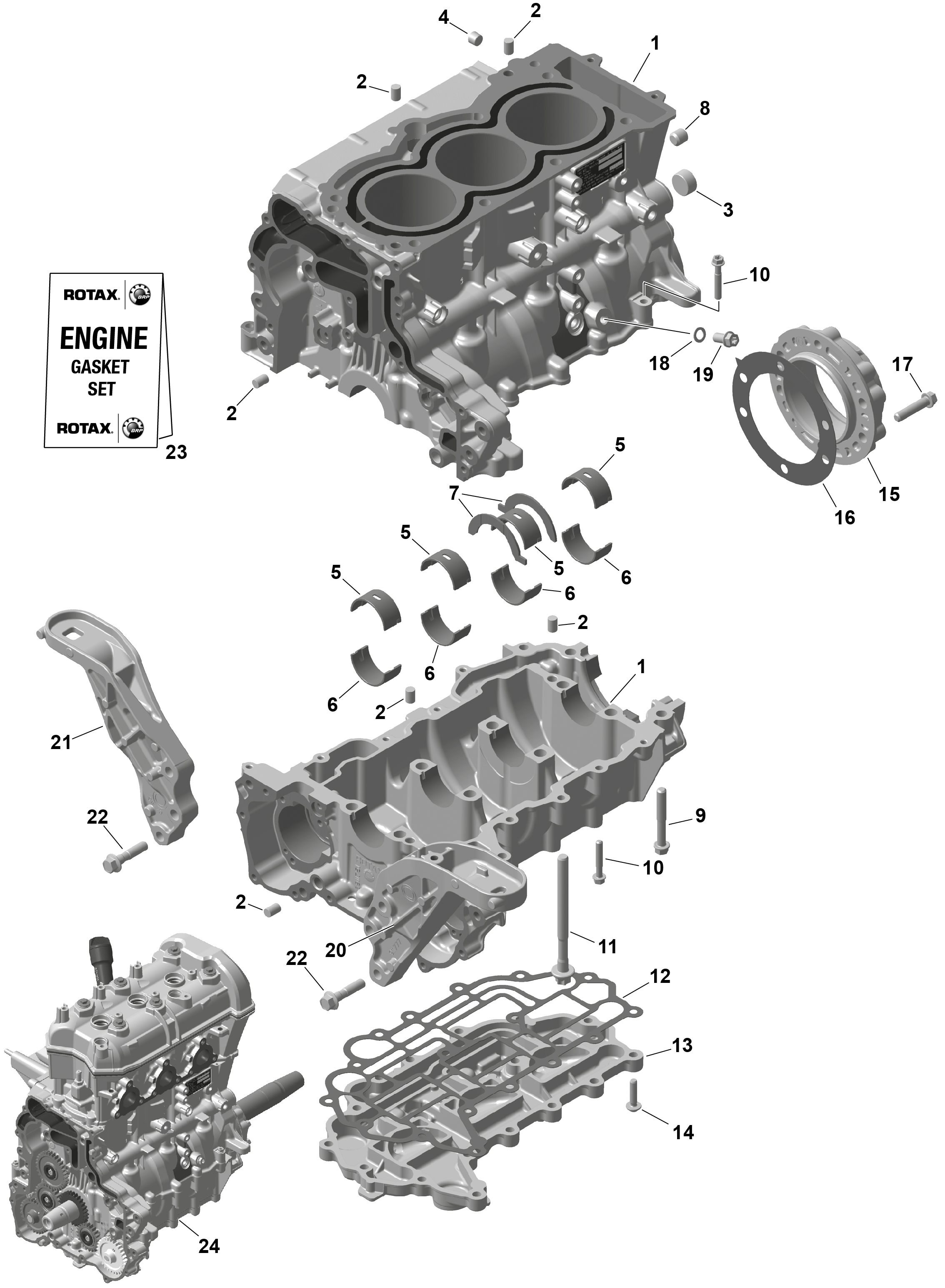 01  ROTAX CARTER MOTEUR POUR RYKER 900 ACE CVT DEEP BLACK 2025