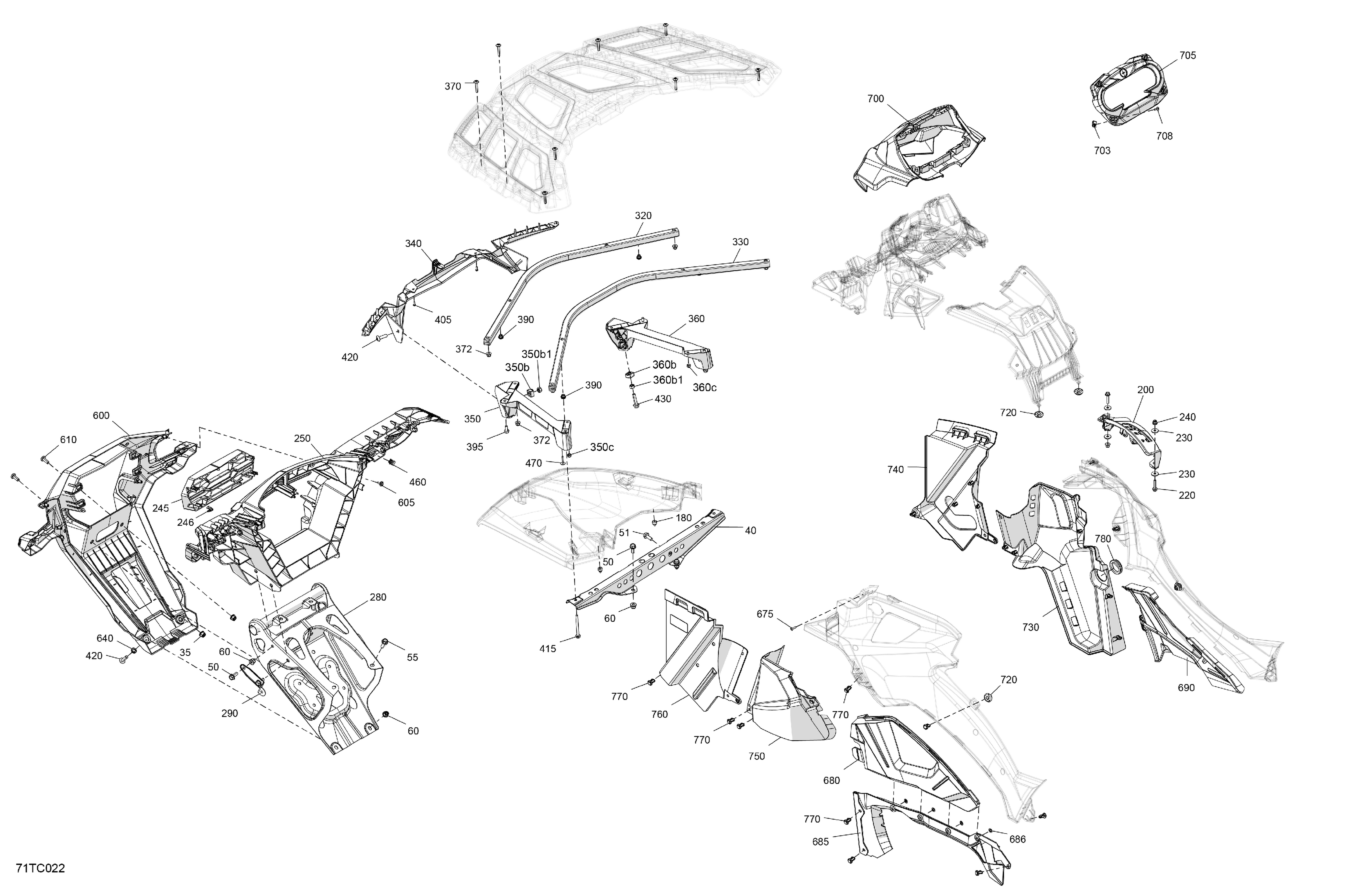 07  CARROSSERIE PARTIE AVANT POUR OUTLANDER XXC 1000 CHALK 2023