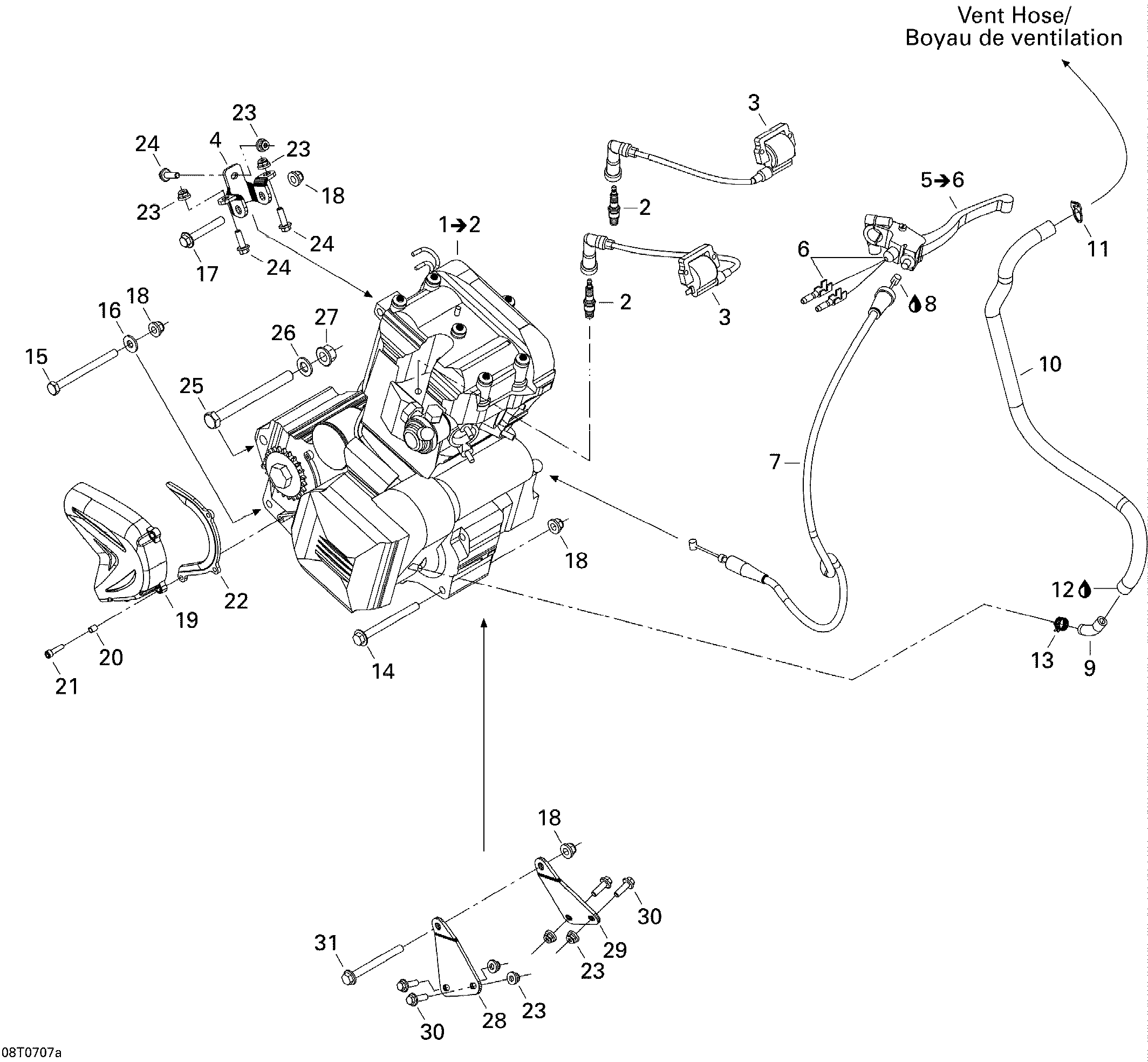 01  MOTEUR 1 POUR DS 650 X 2X4 NOIR PROFOND 2007