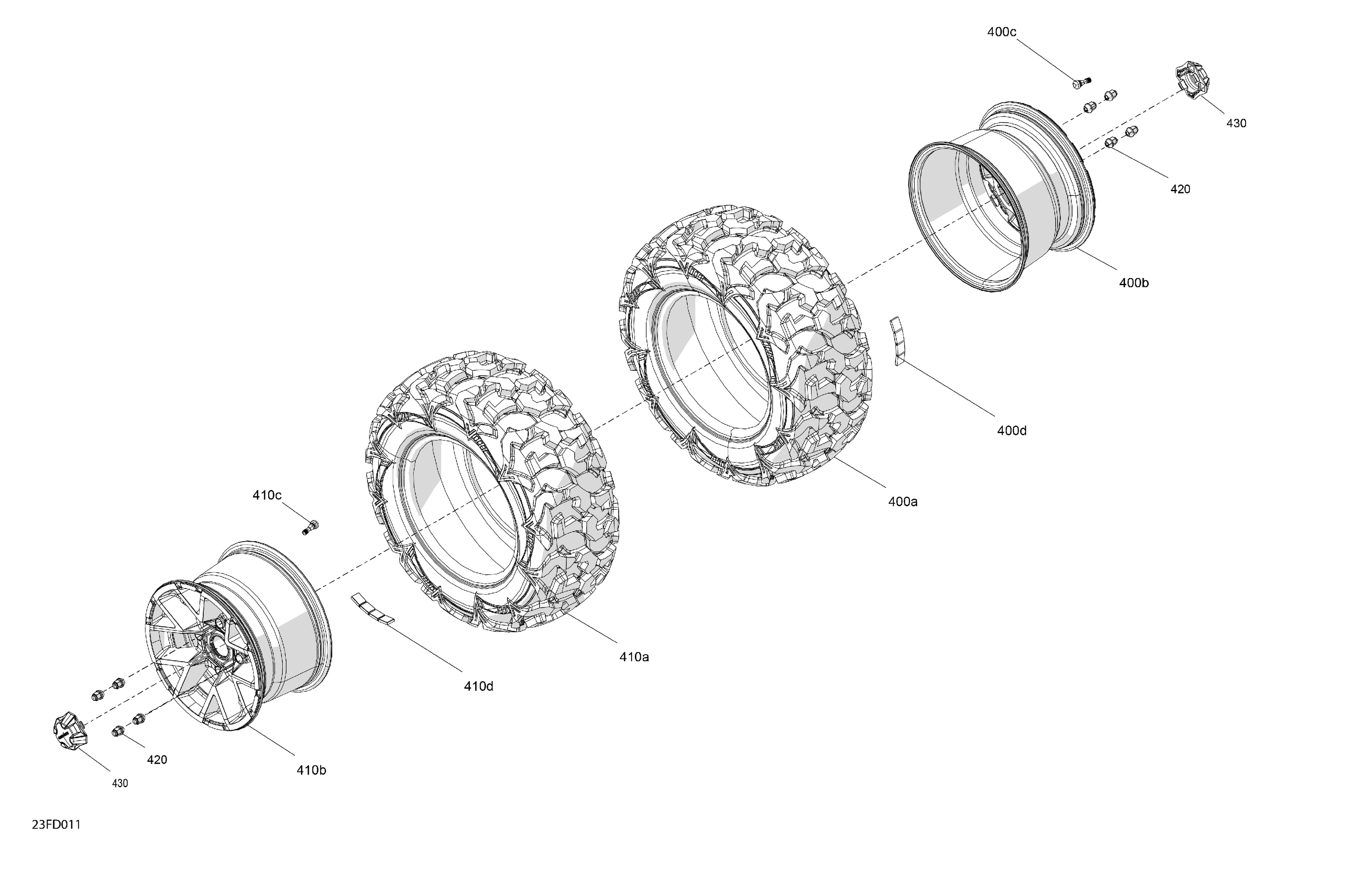 04  ENTRAINEMENT ROUES ARRIERE POUR OUTLANDER MAX 700 XT ARGENT PLATINUM SATIN 2024