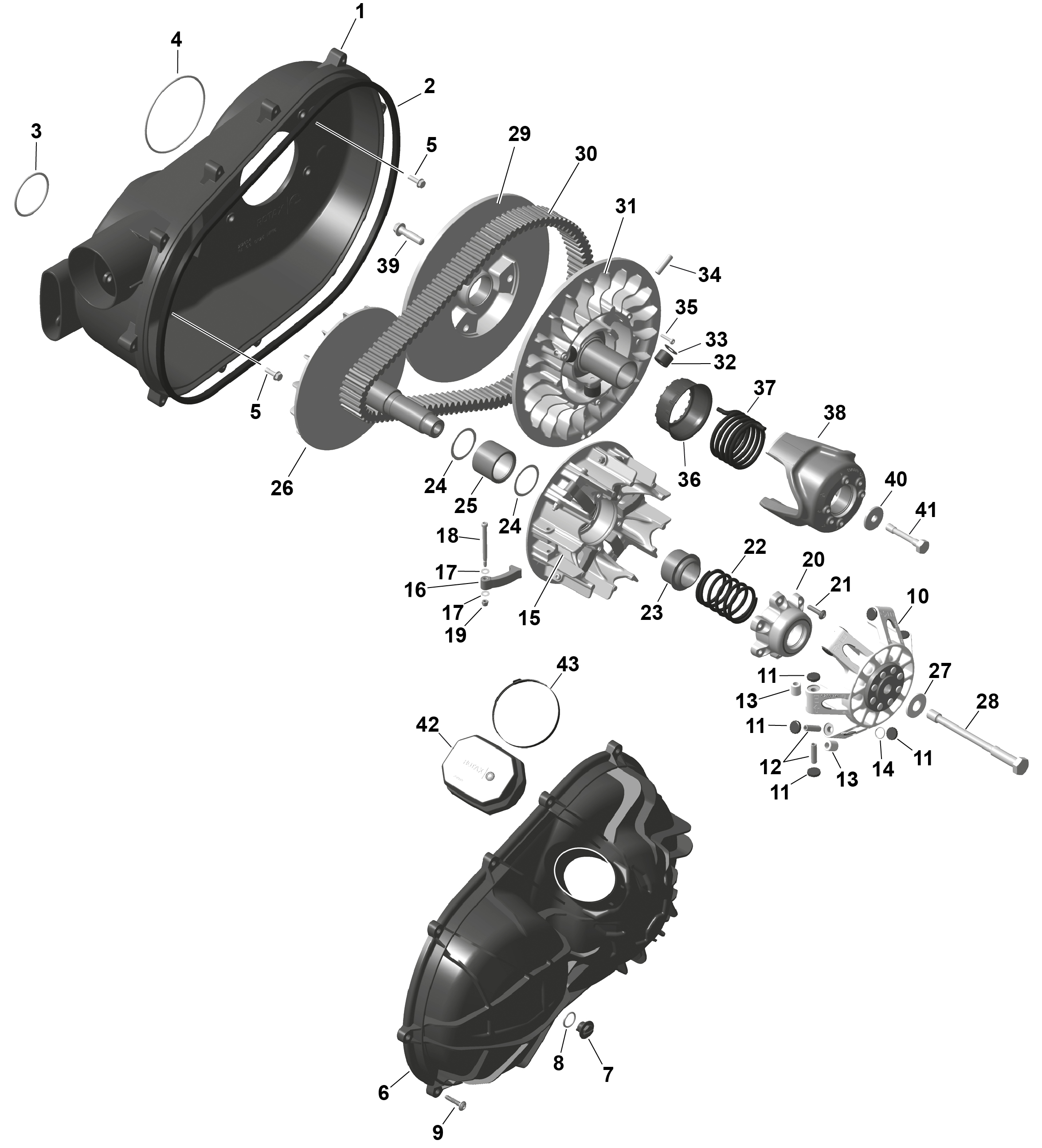 01  ROTAX CVT POUR TRAXTER HD9 BASE VERT ESCADRON 2025