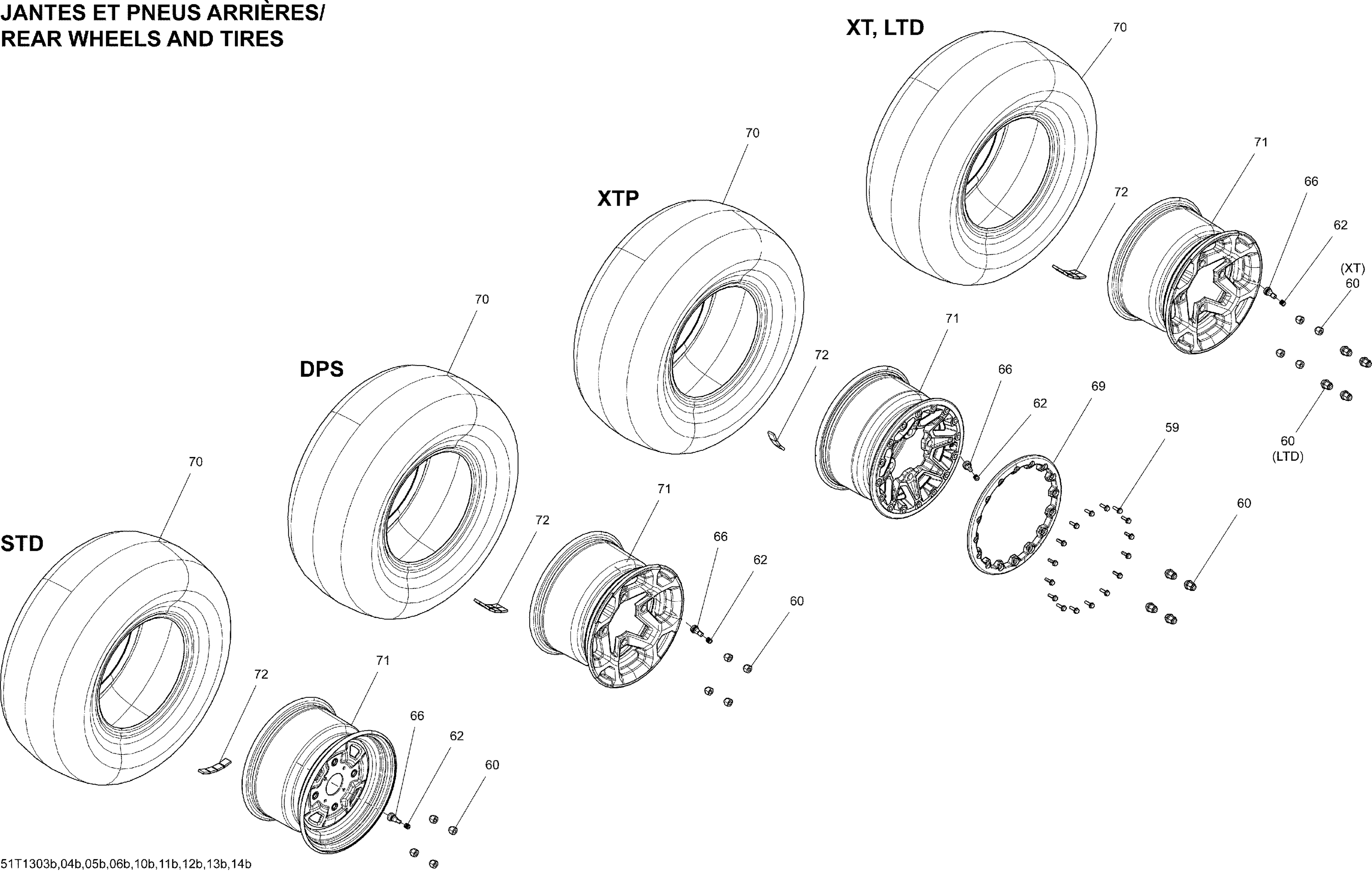 07  ROUES ET PNEUS REAR POUR OUTLANDER DPS JAUNE 2013