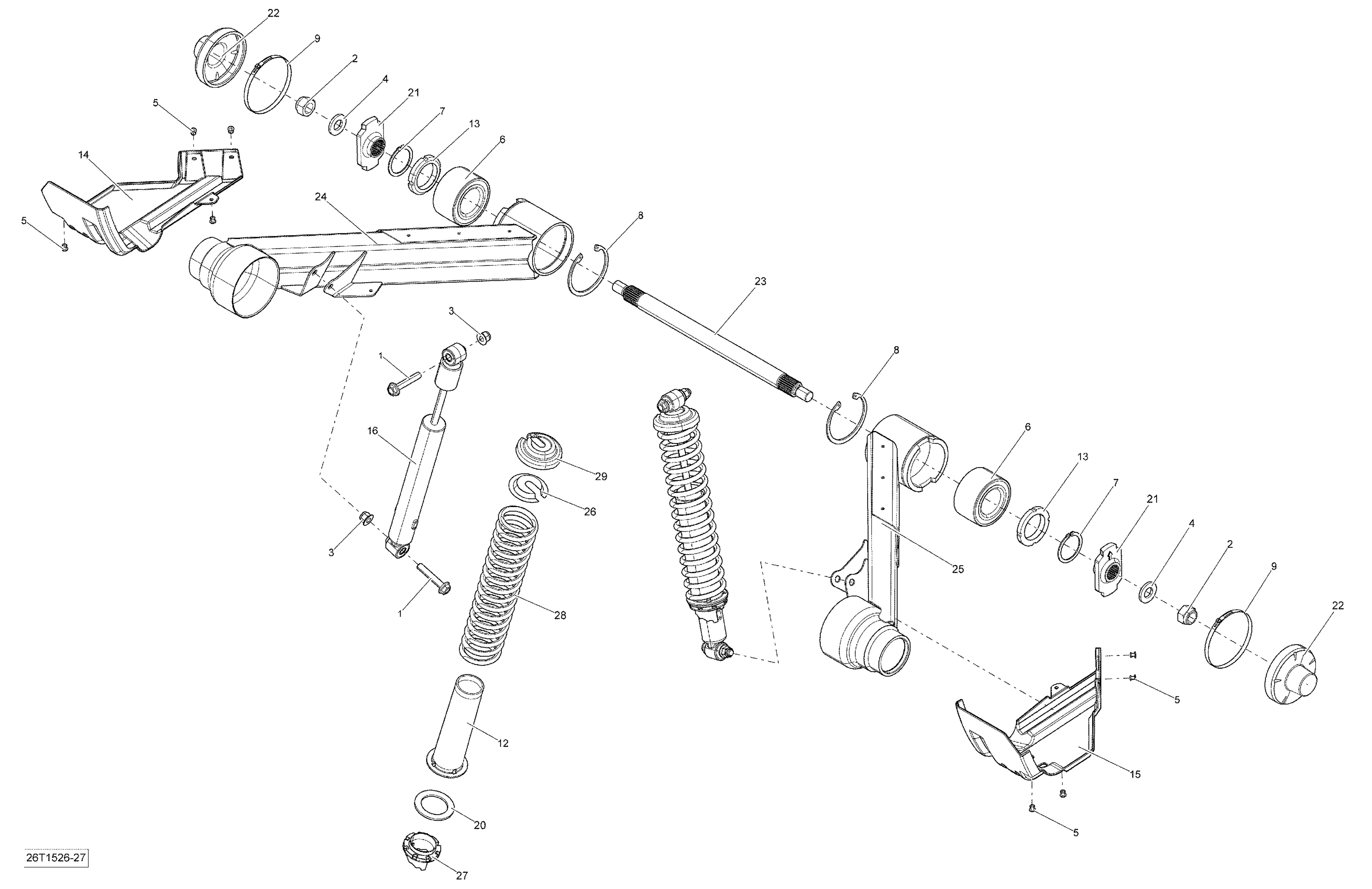 08  SUSPENSION ARRIERE 26T1526 POUR OUTLANDER MAX STD ROUGE 2014