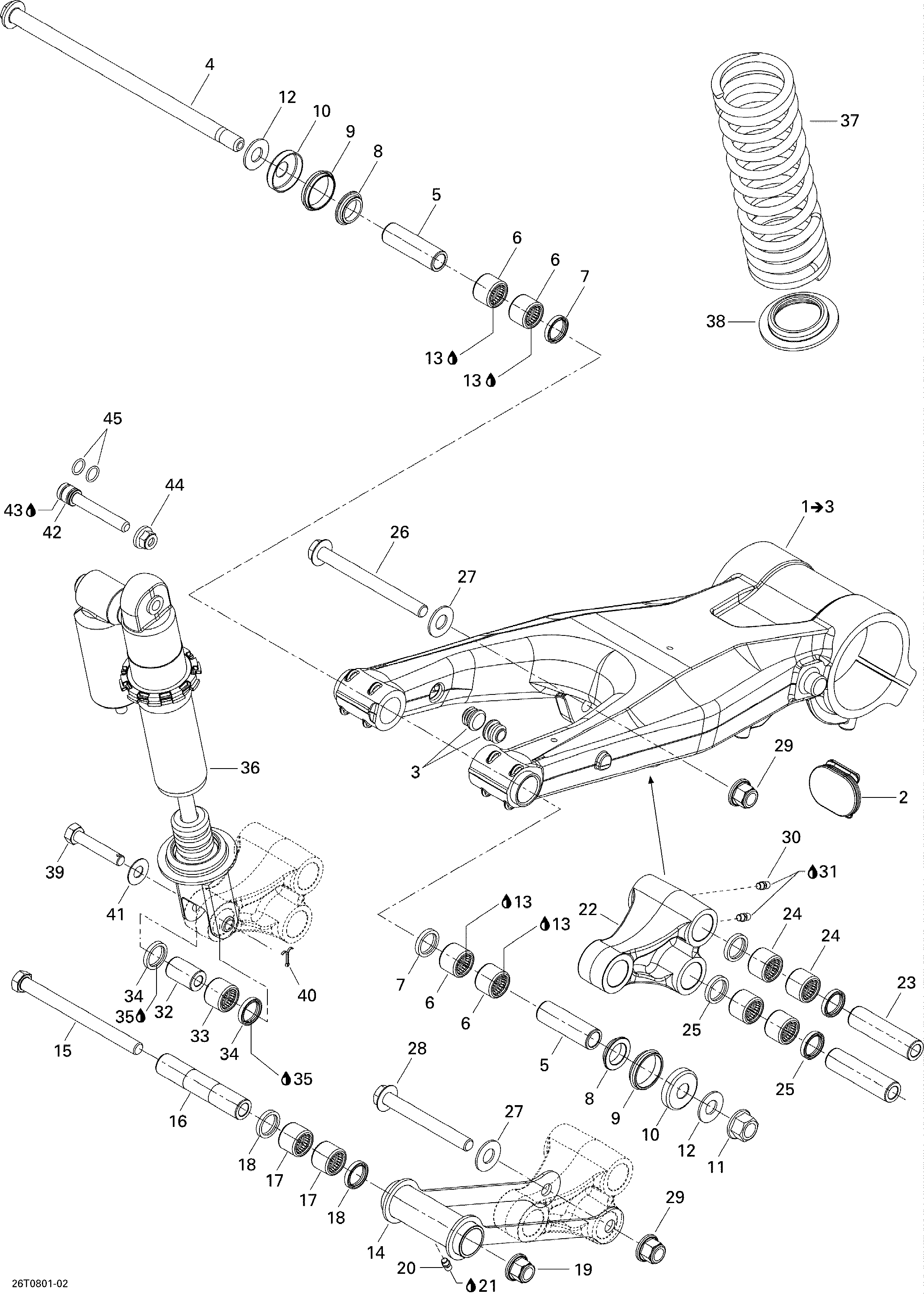 08  SUSPENSION ARRIERE POUR DS 2X4 STD 450 EFI 5SP JAUNE 2008