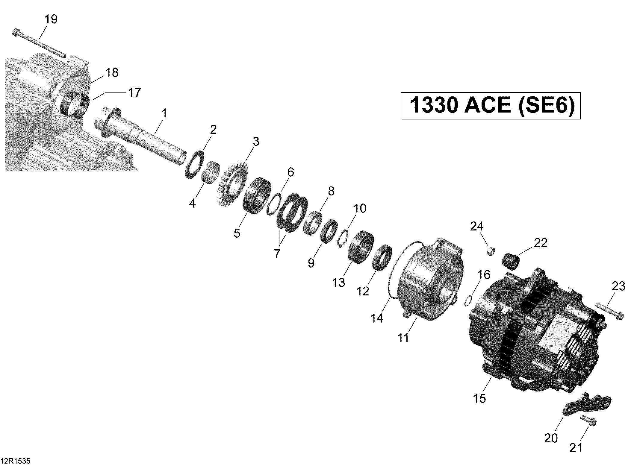 03  ALTERNATEUR 12R1535 POUR SPYDER RS S SPECIAL SERIES SE6 PLATINUM SILVER 2015