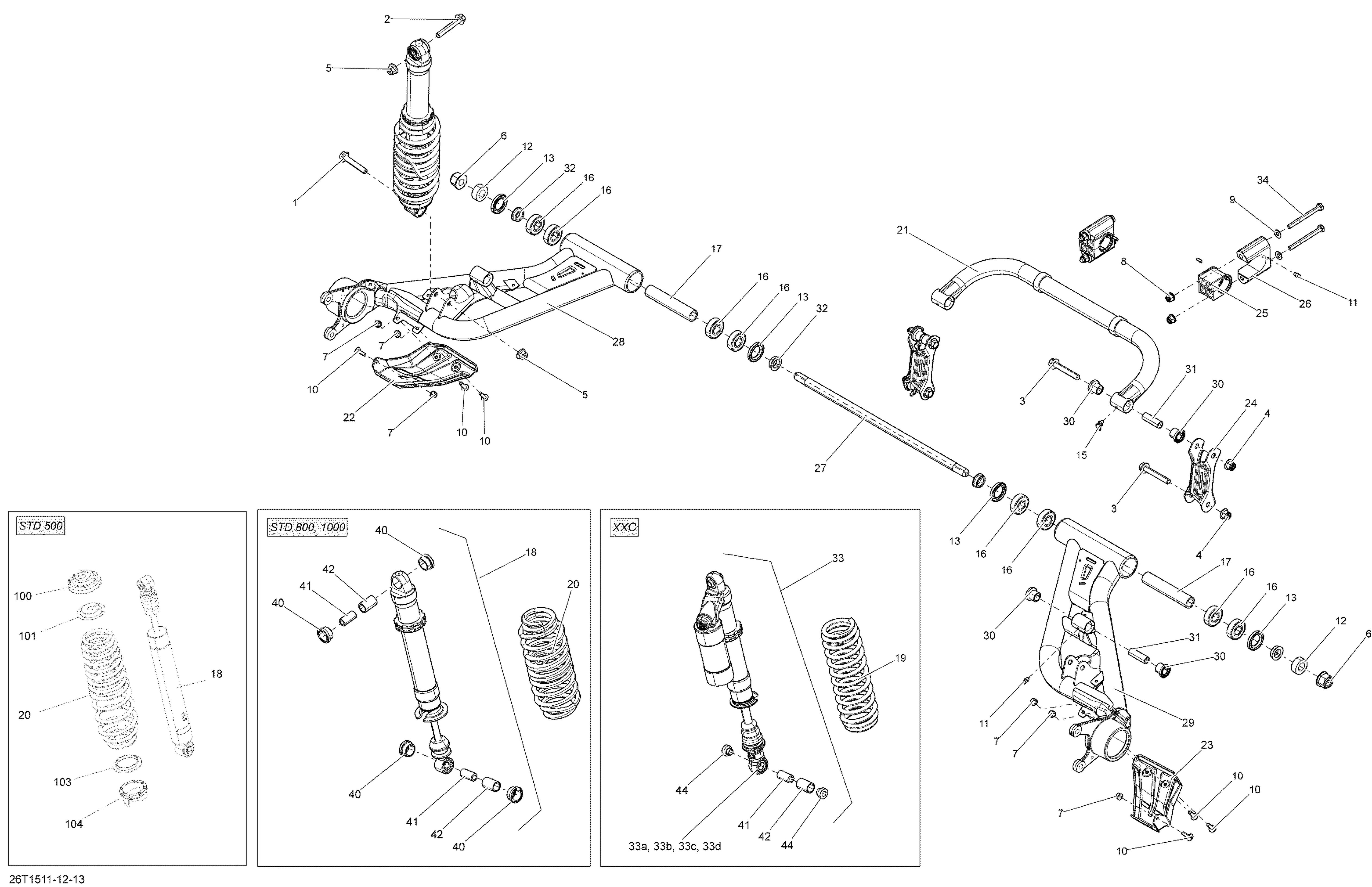 08  SUSPENSION ARRIERE 26T1513 POUR RENEGADE STD JAUNE 2015