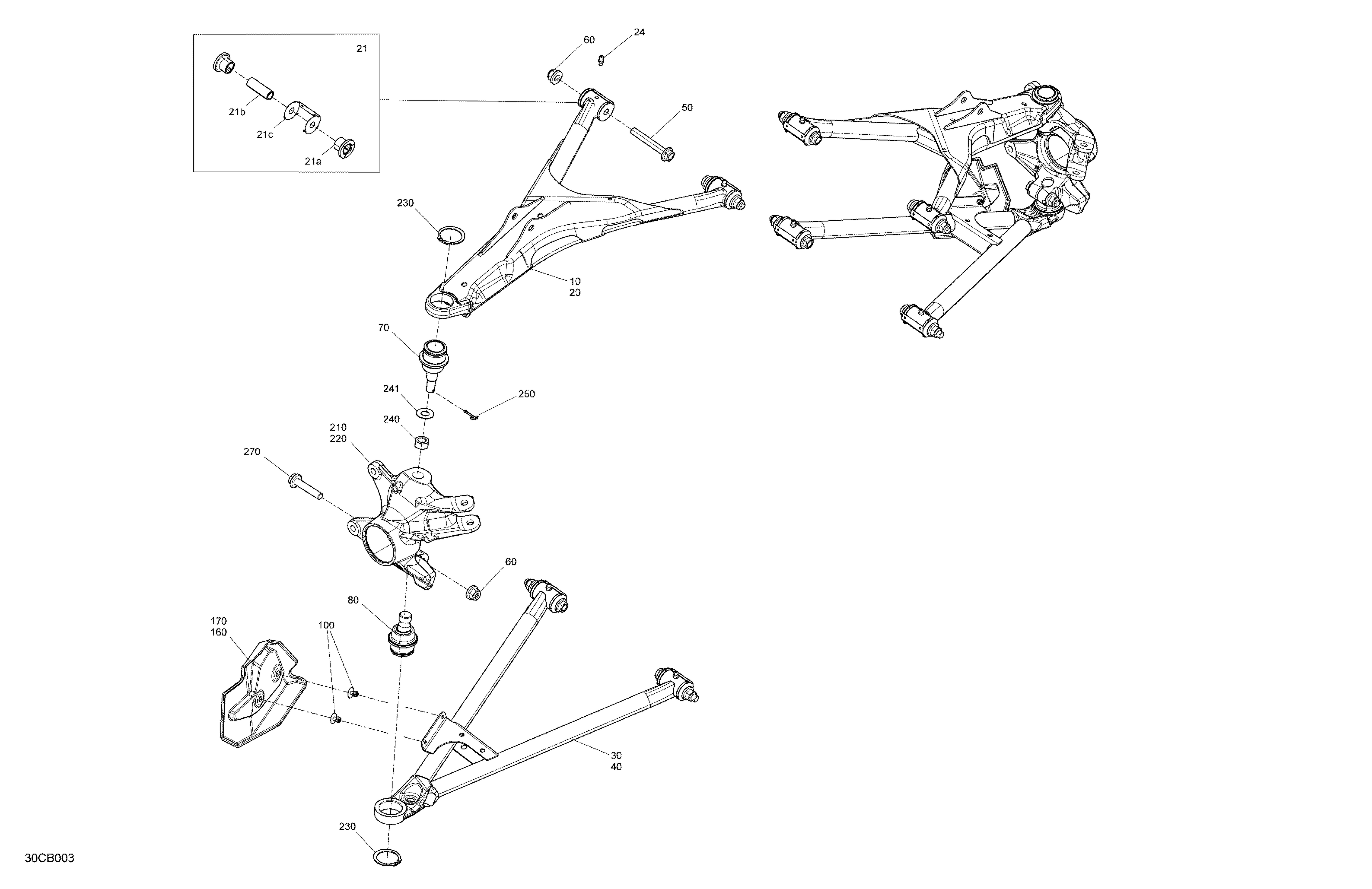 05  SUSPENSION PIECES AVANT POUR DEFENDER HD5 BASE VERT ESCADRON 2021