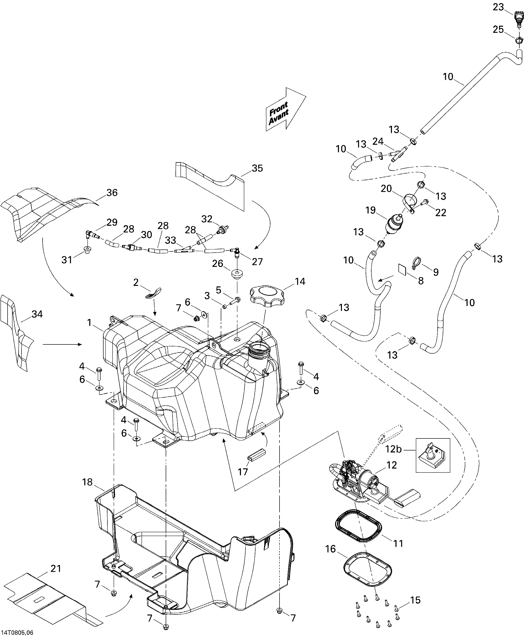 02  RESERVOIR ESSENCE POUR OUTLANDER MAX STD 400HO EFI ROUGE VIPERE 2008