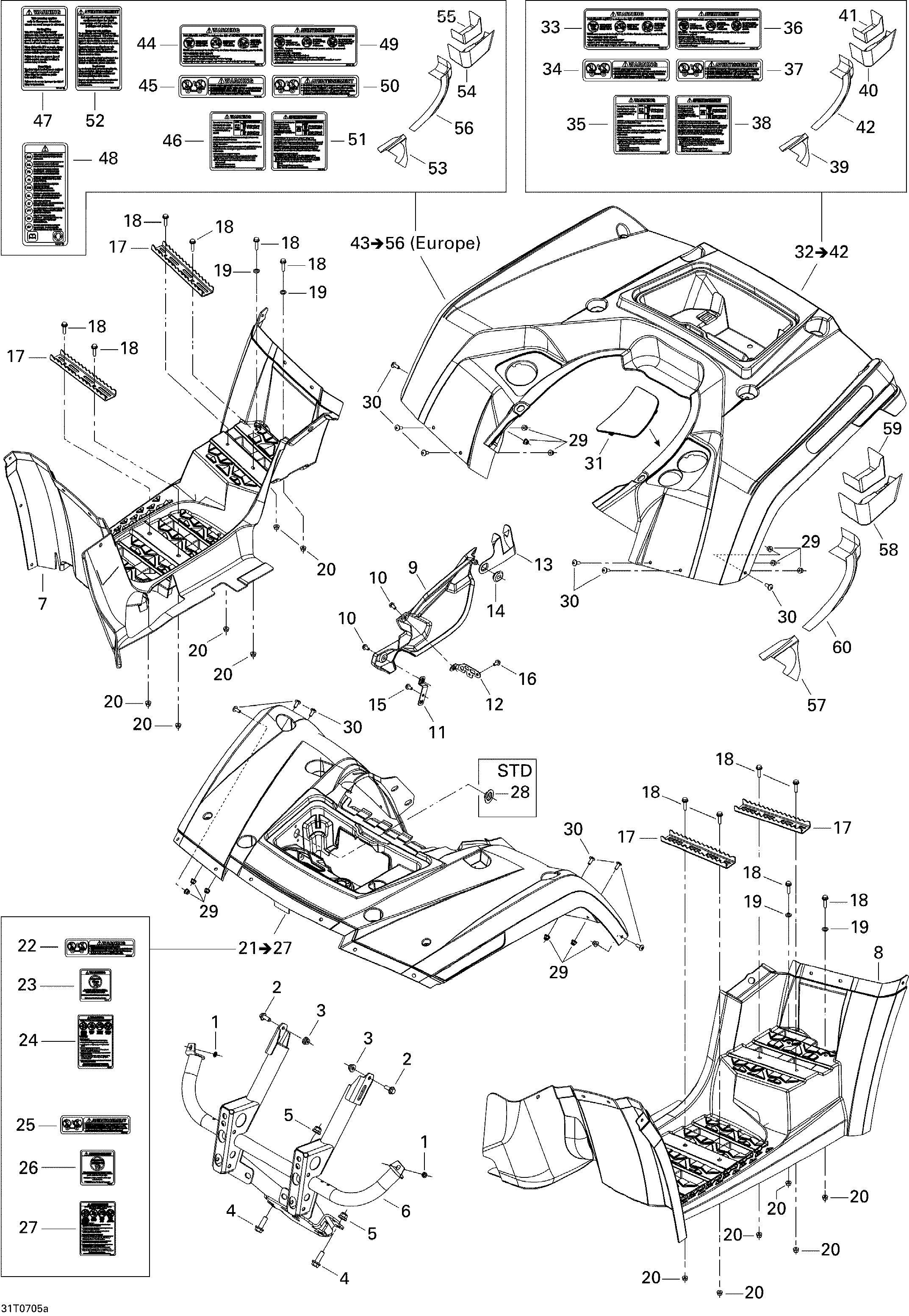 09  CARROSSERIE ET ACCESSOIRES 1 STD POUR OUTLANDER MAX 800 JAUNE 2007