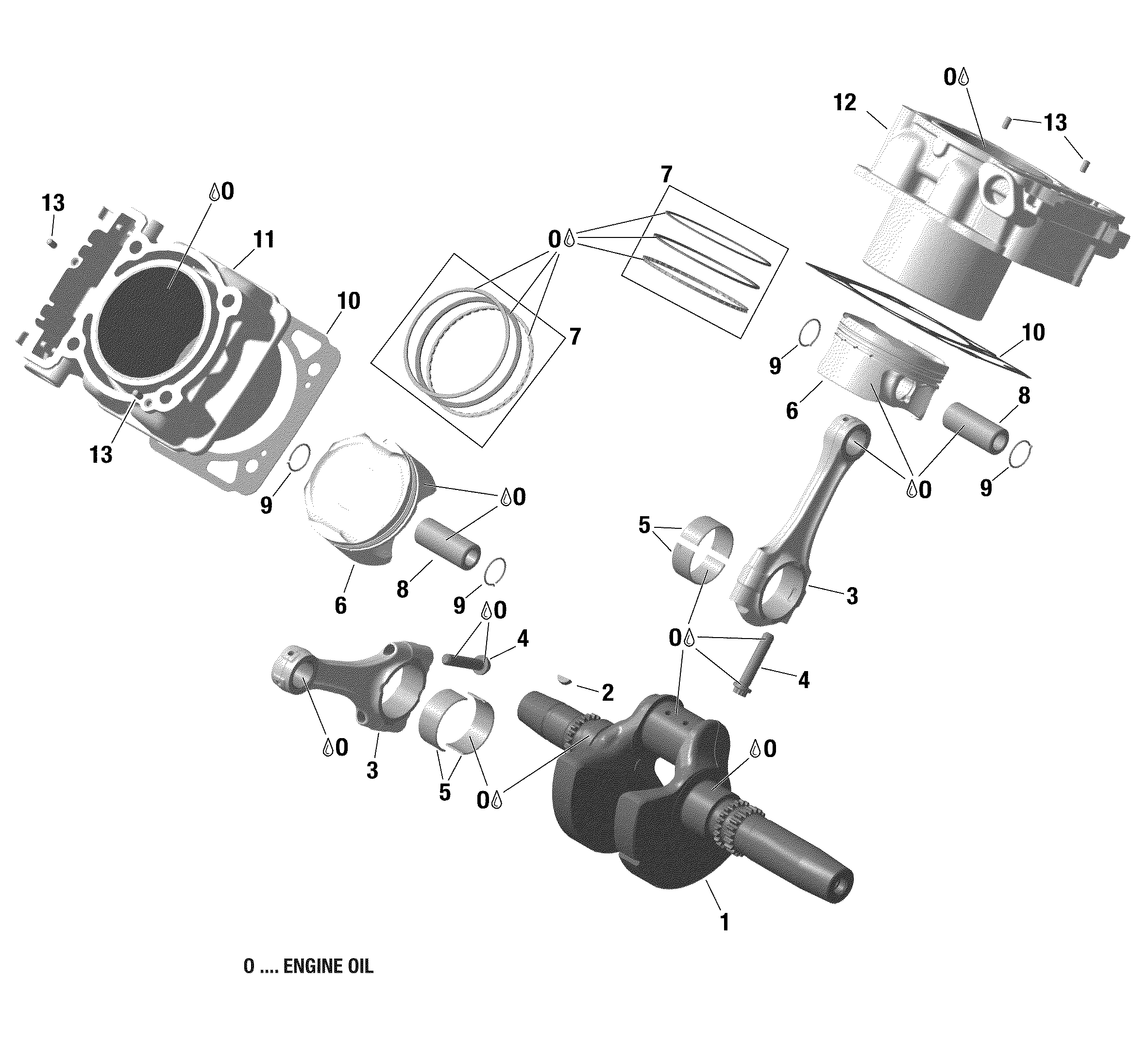 01  ROTAX VILEBREQUIN PISTON ET CYLINDRE POUR OUTLANDER 1000 EFI 6X6 XT VERT ESCADRON 2022