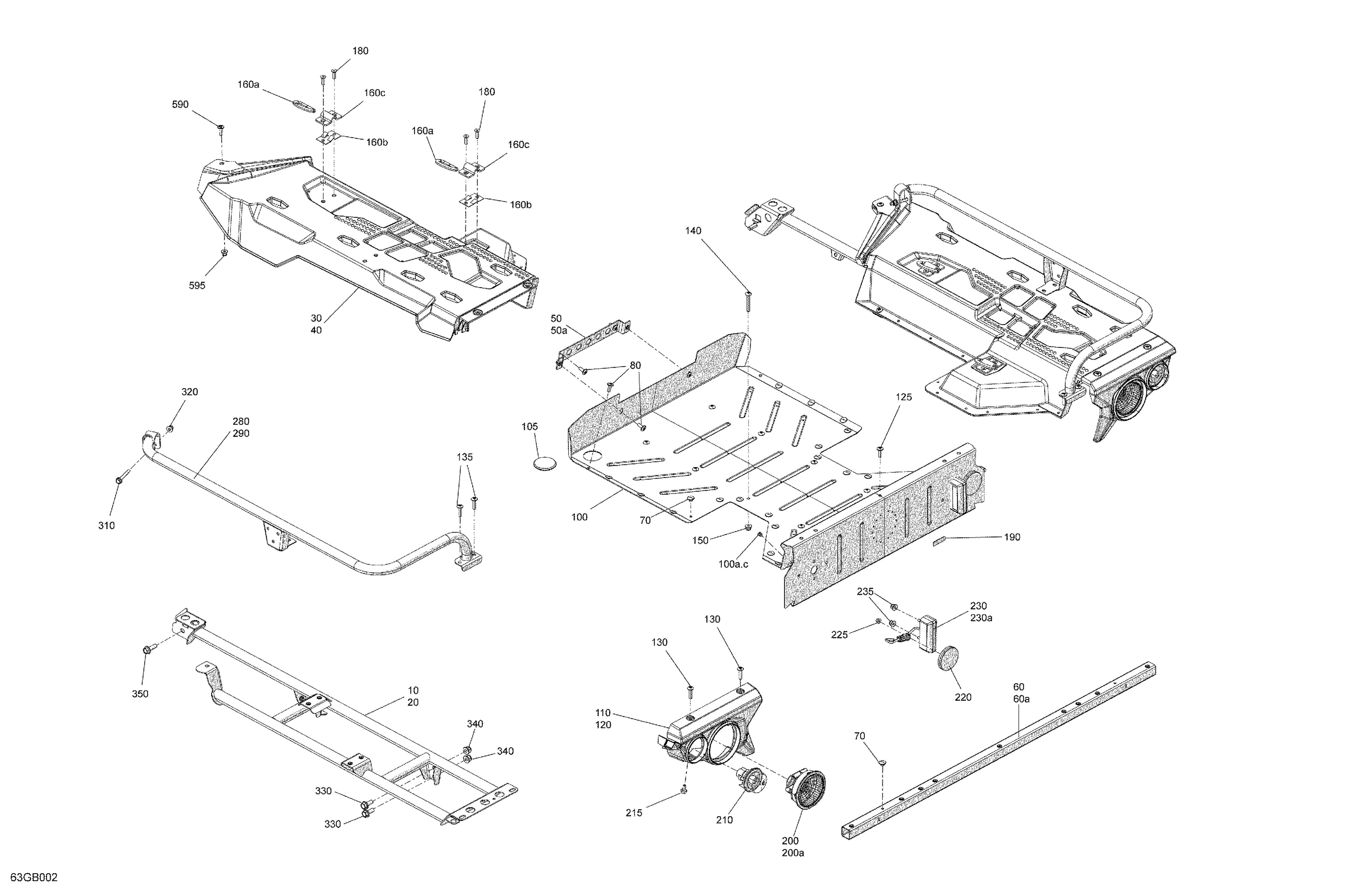 07  CARROSSERIE BOITE DE CHARGEMENT POUR OUTLANDER 450 EFI 6X6 XU VERT TUNDRA 2022