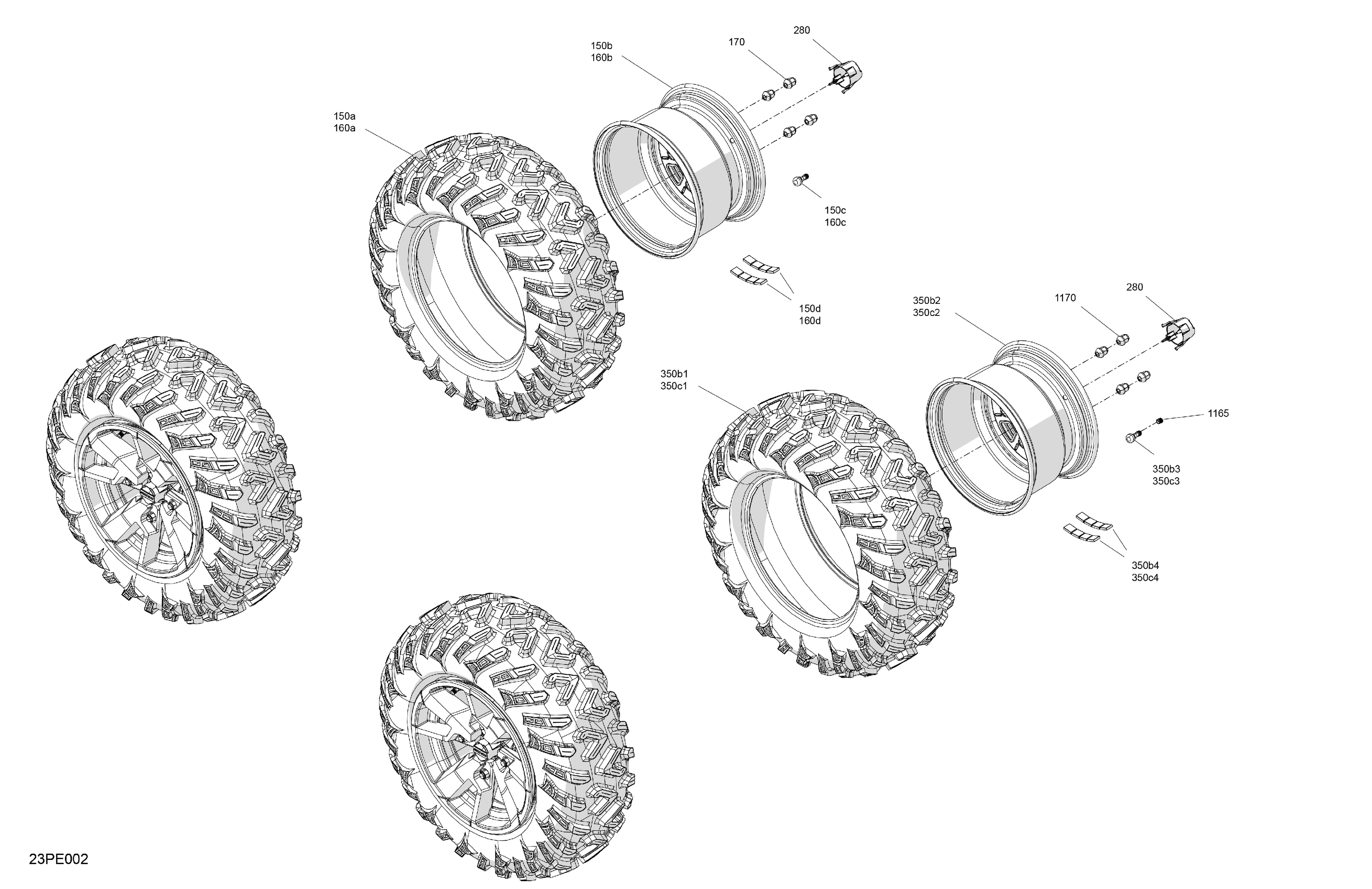 04  ENTRAINEMENT ROUES ARRIERE POUR OUTLANDER 1000 EFI 6X6 XU VERT BOREAL 2024