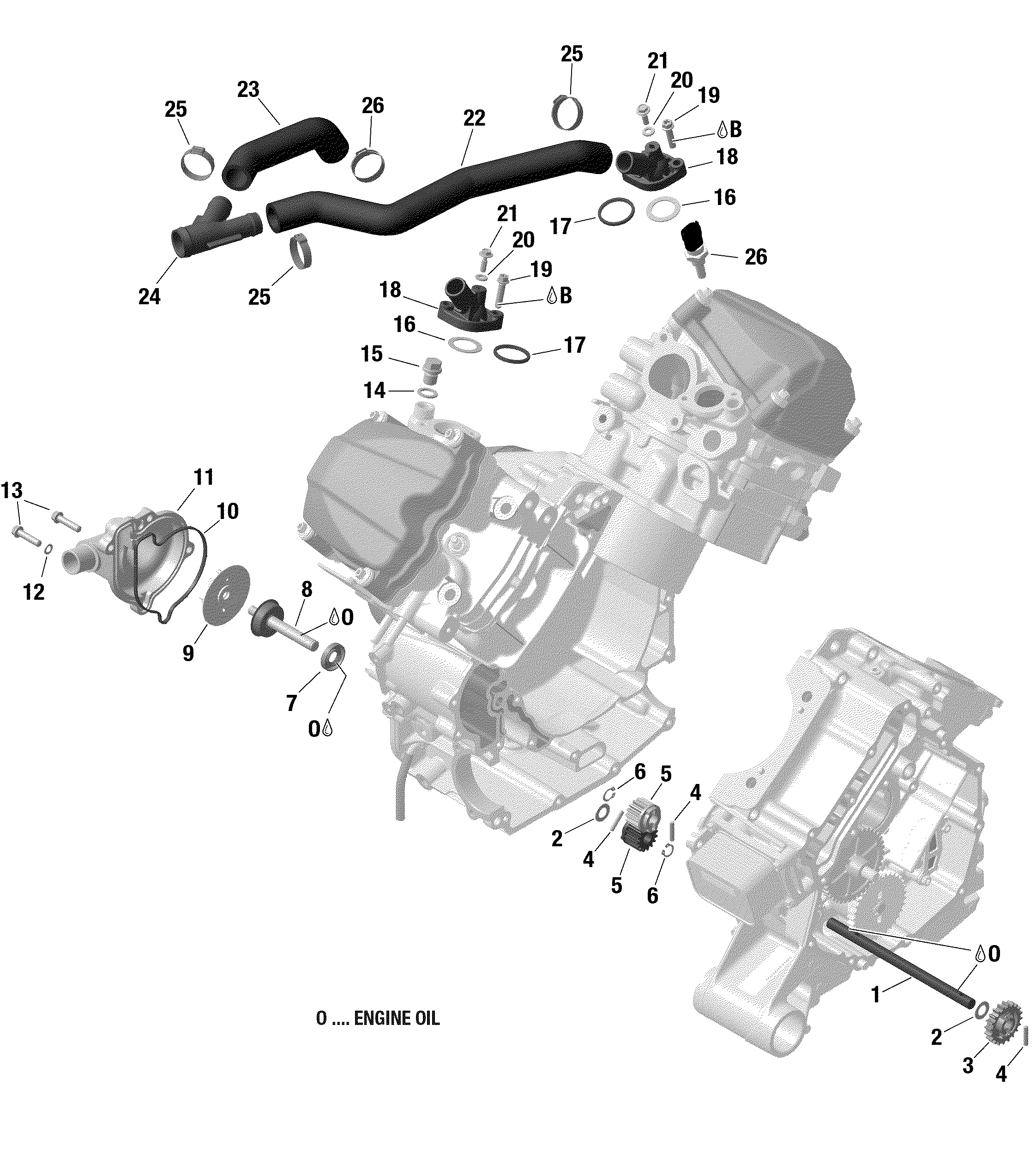 01  ROTAX REFROIDISSEMENT MOTEUR POUR OUTLANDER 1000R EFI DPS GRIS GRANITE 2021