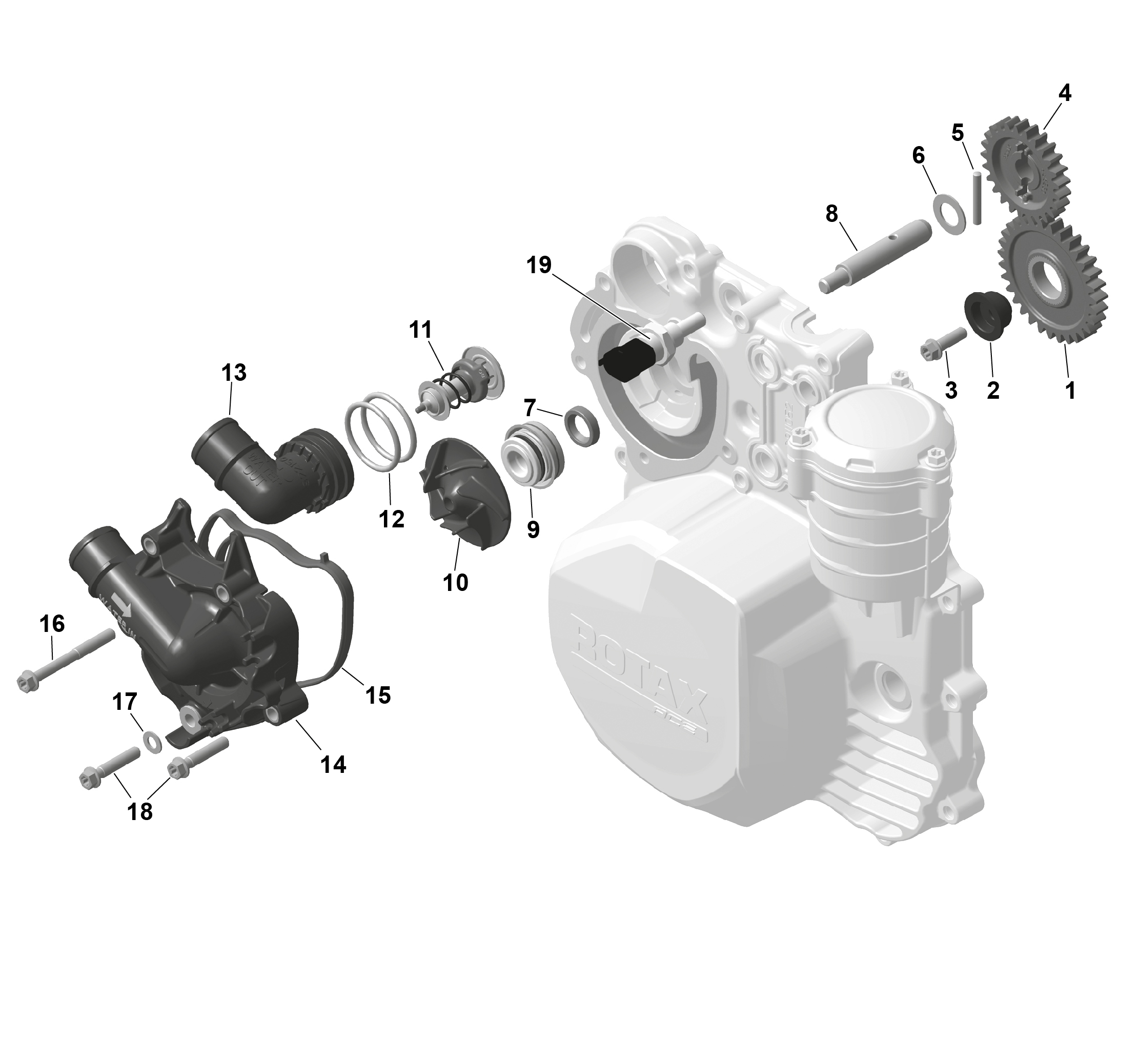 01  ROTAX REFROIDISSEMENT MOTEUR POUR RYKER 900 ACE CVT DEEP BLACK 2025