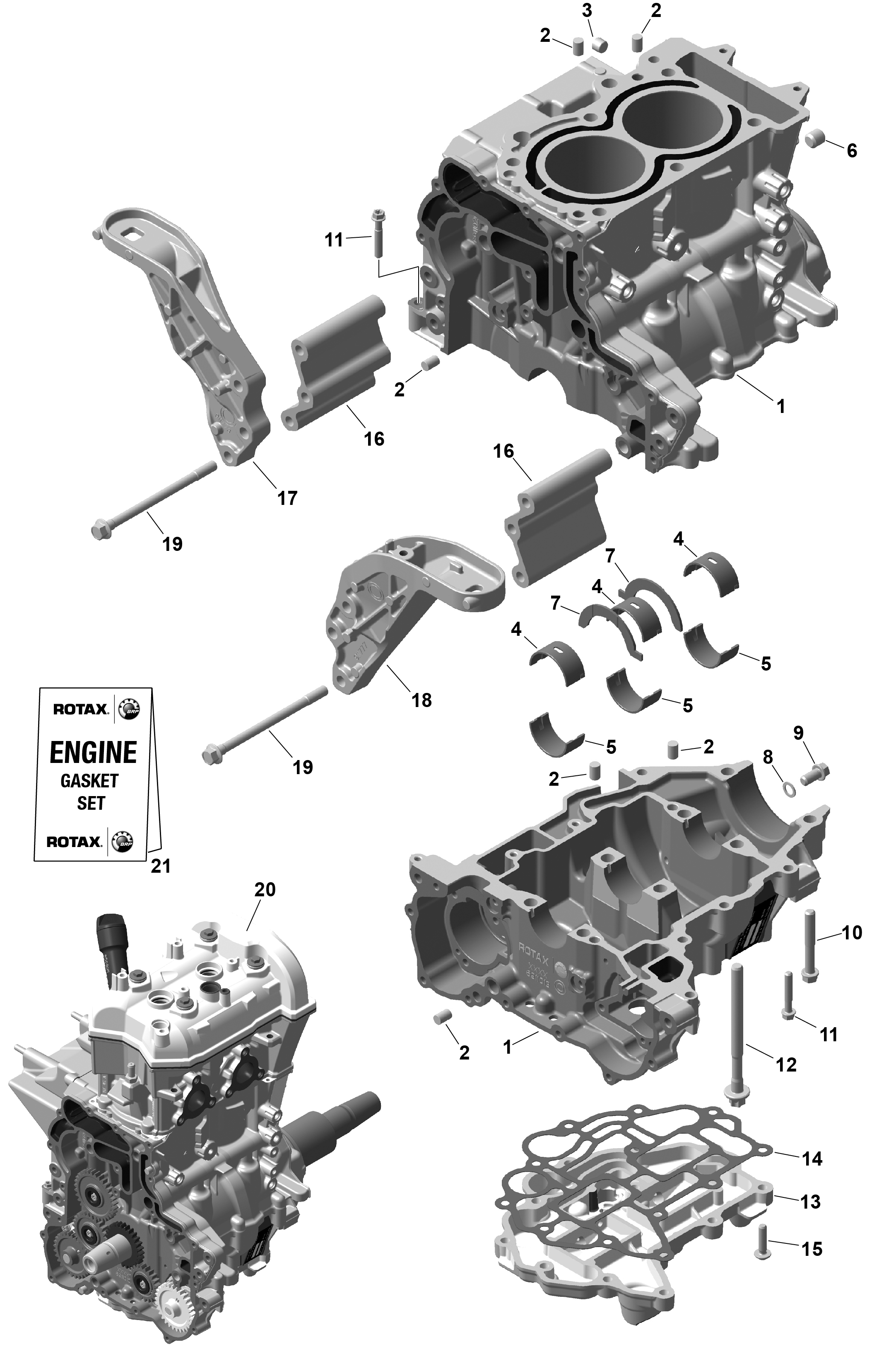 01  ROTAX CARTER MOTEUR POUR RYKER 600 ACE CVT DEEP BLACK 2025