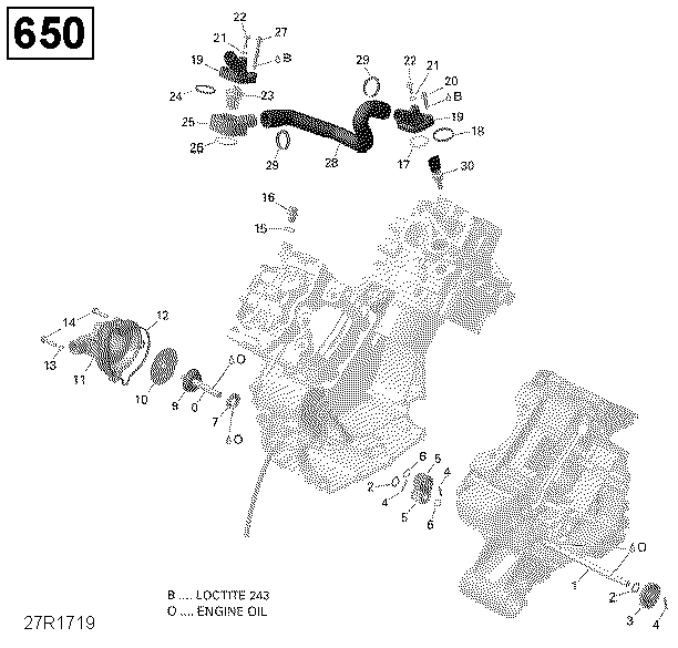 01  REFROIDISSEMENT MOTEUR 650 EFI POUR COMMANDER DPS 800R EFI GRIS CARRIERE 2016