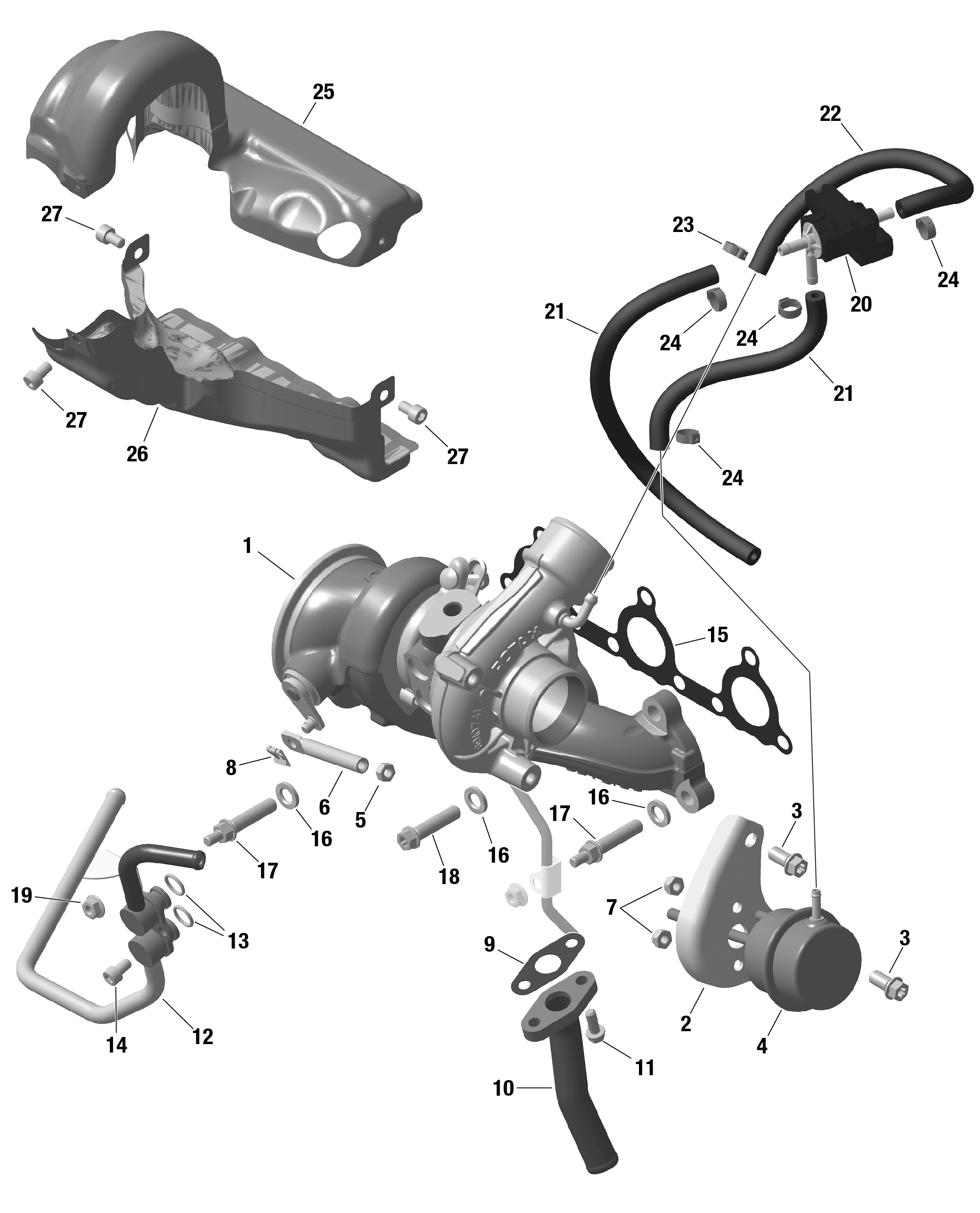 01  ROTAX TURBOCOMPRESSEUR POUR MAVERICK MAX TURBO RR XRS SMART SHOCK ROUGE INTENSE 2024