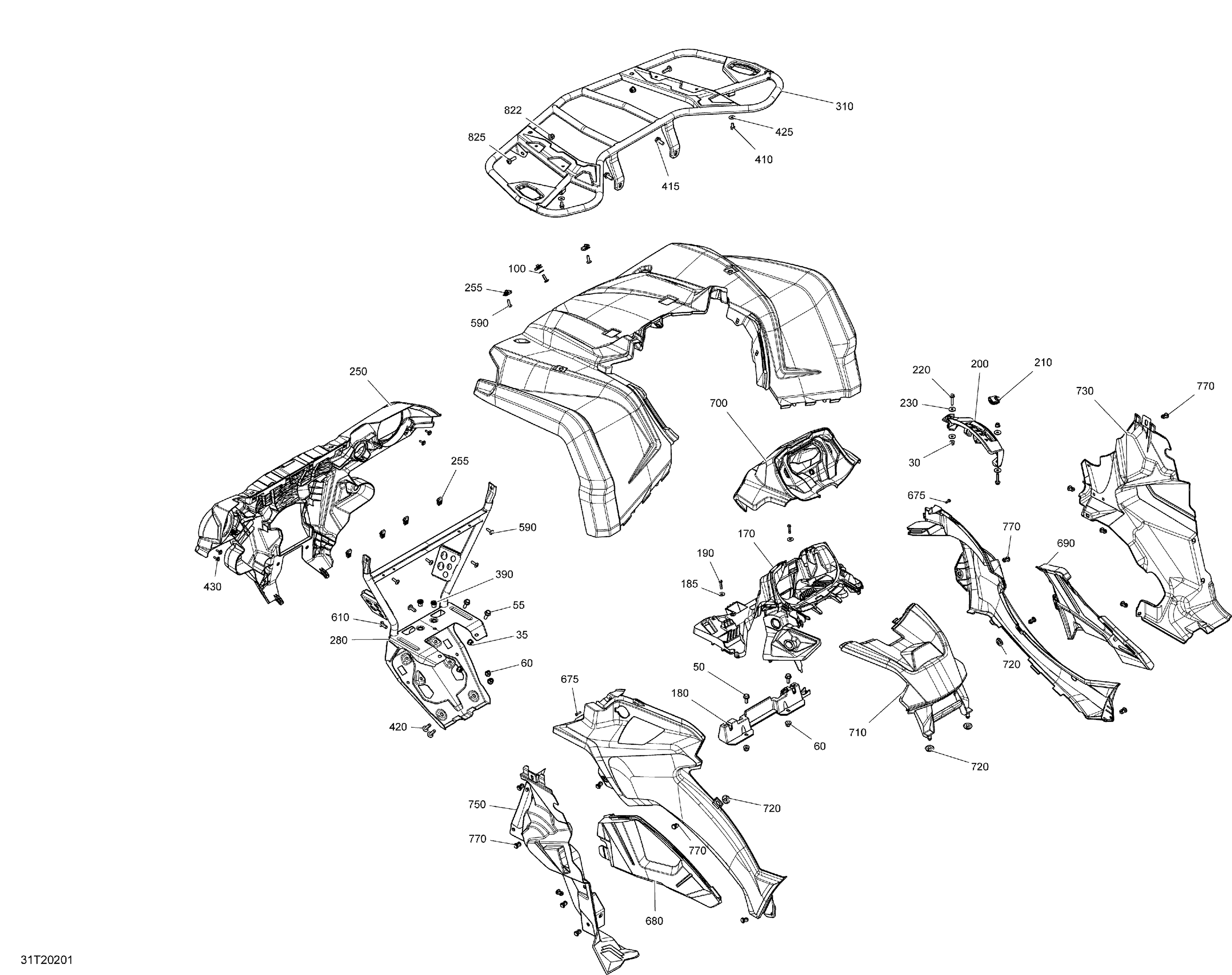 09  CARROSSERIE PARTIE AVANT STD DPS POUR OUTLANDER 450 EFI DPS ORANGE 2020