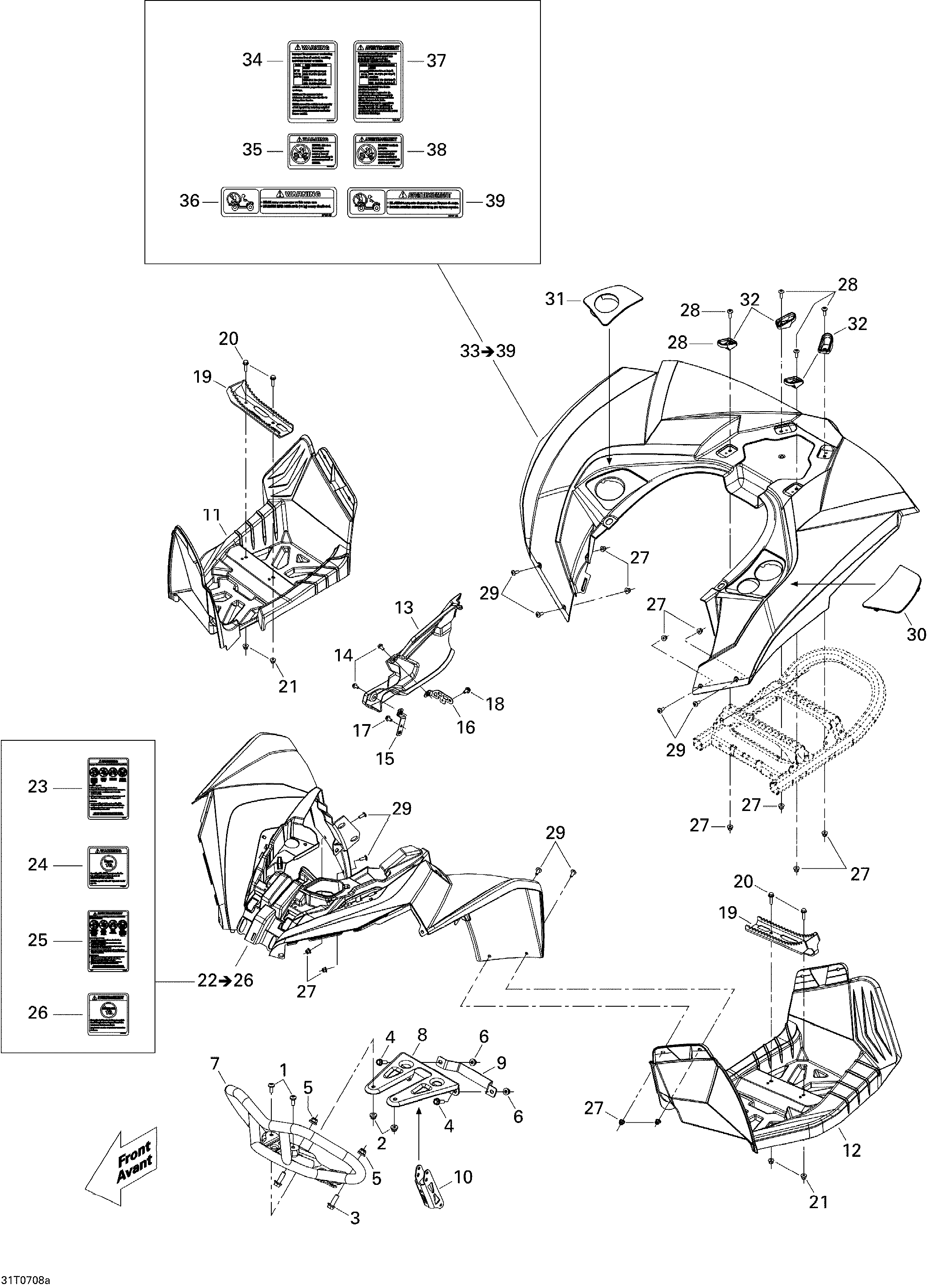 09  CARROSSERIE ET ACCESSOIRES 1 POUR RENEGADE 800 EFI JAUNE 2007