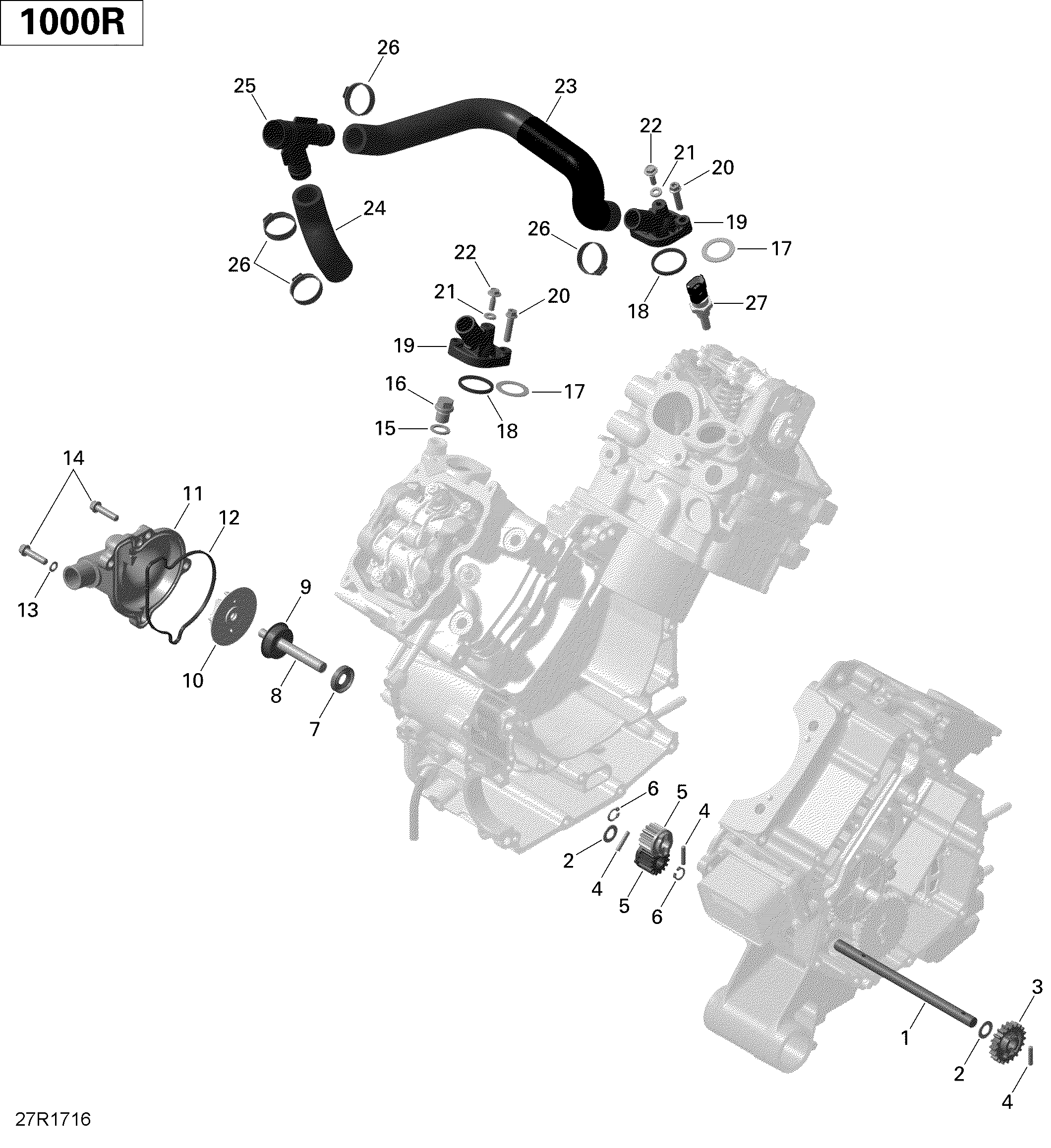 01  REFROIDISSEMENT MOTEUR 1000R POUR COMMANDER 1000R LTD GRIS ASPHALTE 2020