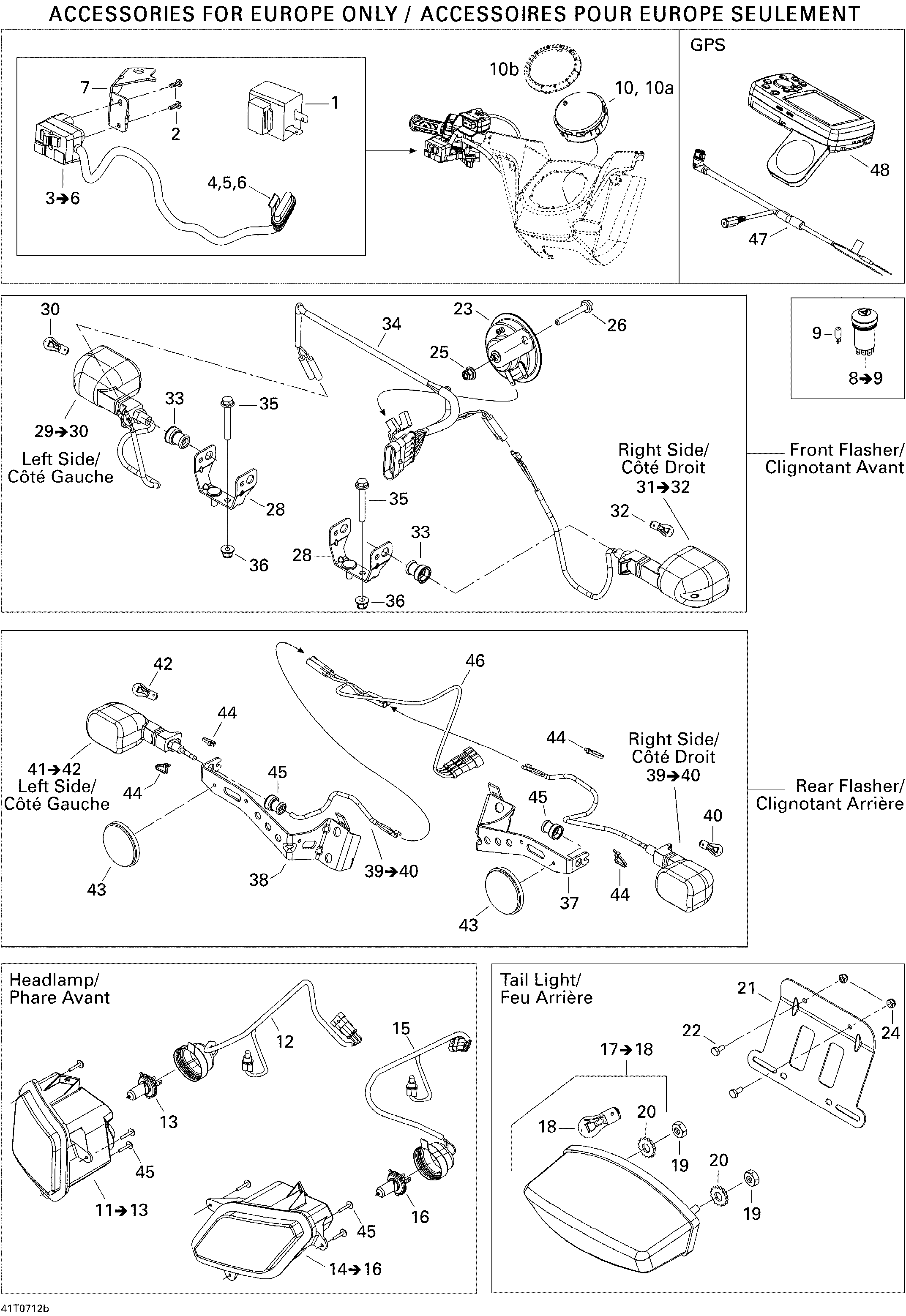 10  ACCESSOIRES ELECTRIQUES EURO POUR OUTLANDER MAX LTD 800 GRIS ACIER 2007