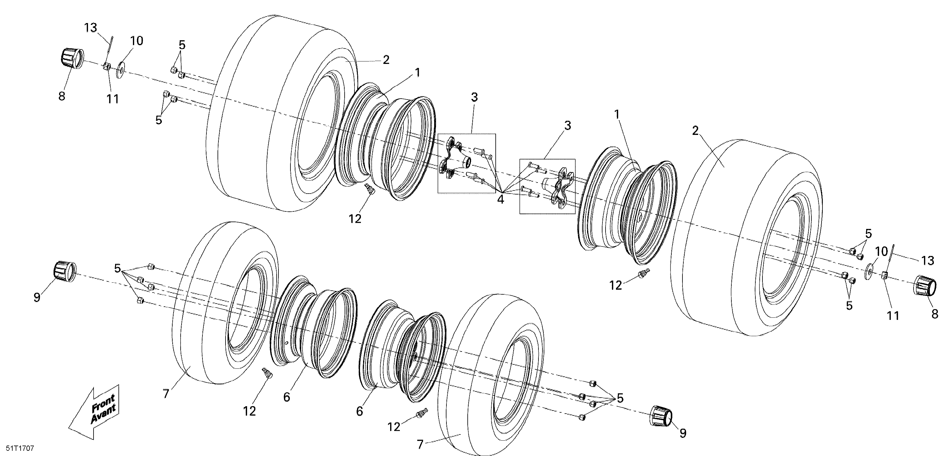 07  ROUES ET PNEUS POUR DS 250 CVT 2X4 STD RED 2025